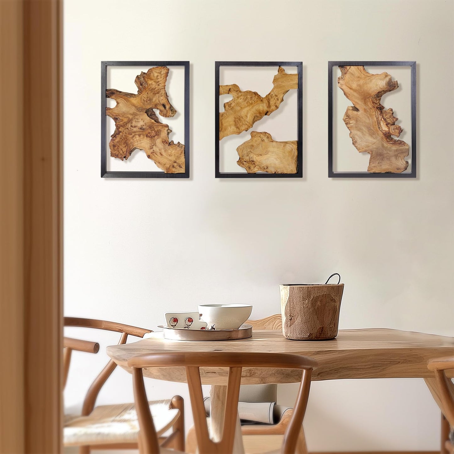 Modern Wood Wall Decor- Natural wood Handcrafted Rustic Charm for Your Home - Perfect for Living Room, Bedroom,Kitchen,or Office