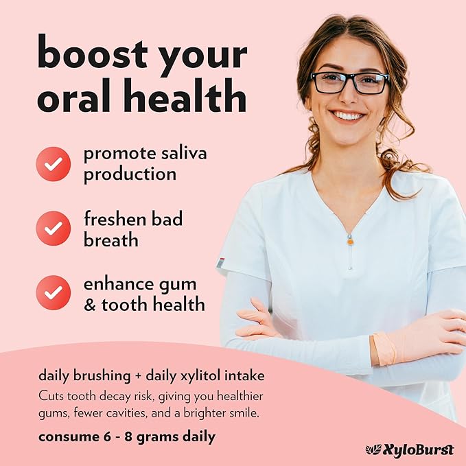 XyloBurst - Xylitol Mints | Sugar Free Breath Mints for Oral Health | Gluten Free, Vegan, Keto Friendly | Aspartame Free| Cinnamon | 60 Count Jar, 8-Pack