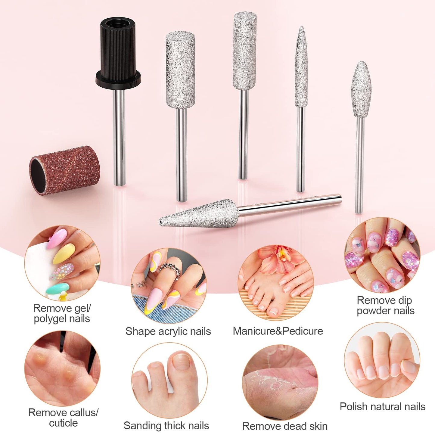 20000RPM Electric Nail Drill Compact Portable Efile Professional Manicure Pedicure Nail File Drill Kit for Acrylic, Gel Nails and Home Salon Use