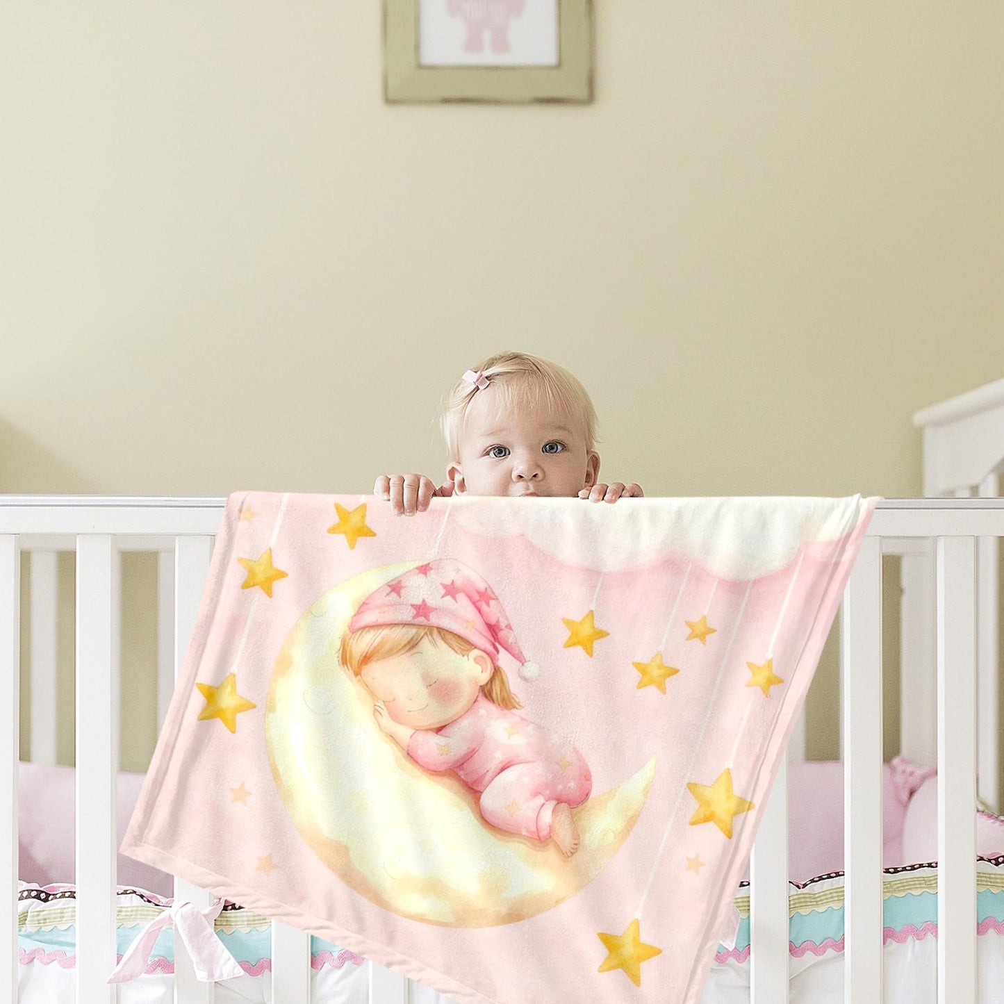 Ships Next Day, Personalized Baby Blanket for Boys Girls - Printed in USA, Custom Cartoon Blanket with Name Soft Flannel, Brithday Gifts for Baby Kids Toddlers Newborn (Baby Bear)