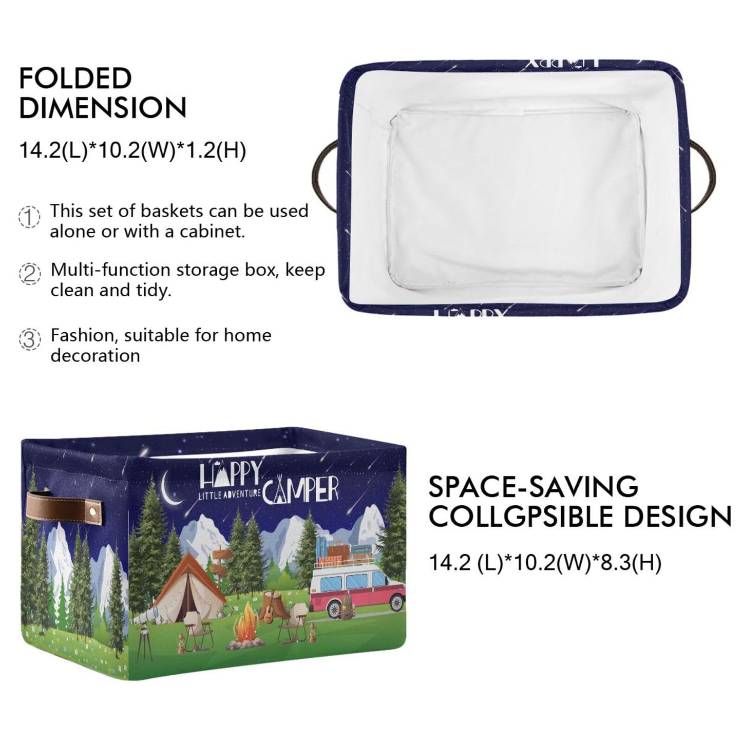 Camping Rectangular Storage Basket Organizer Bin Shelf Food Picnic Moutain Fir Tree Baskets For Clothes Gifts For Home Office Dorm