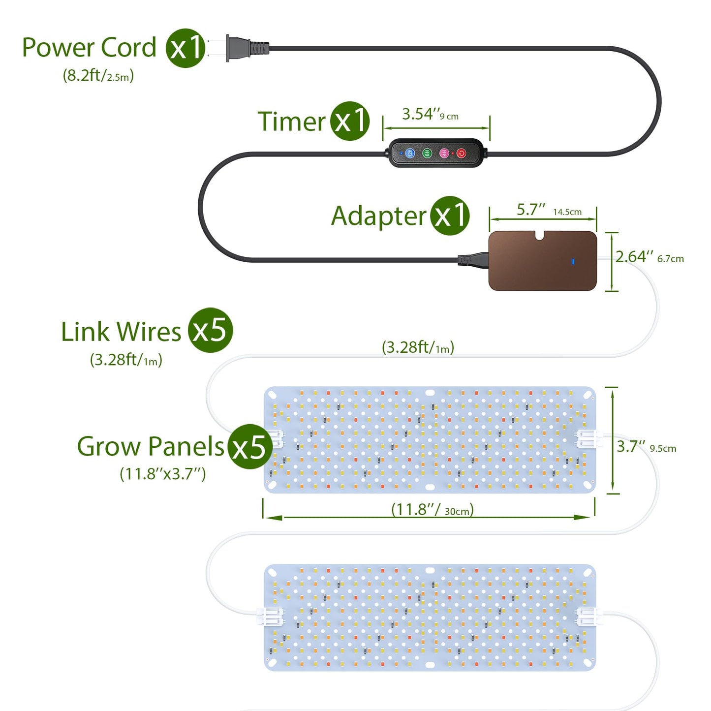 SDOVUERC Full Spectrum 960 LEDs Grow Lights,60W Plant Grow Lights for Indoor Plants with Daisy Chain Function, Sunlike Spectrum,4/8/12/16/20H Timer for Seed Starting(Pack5)
