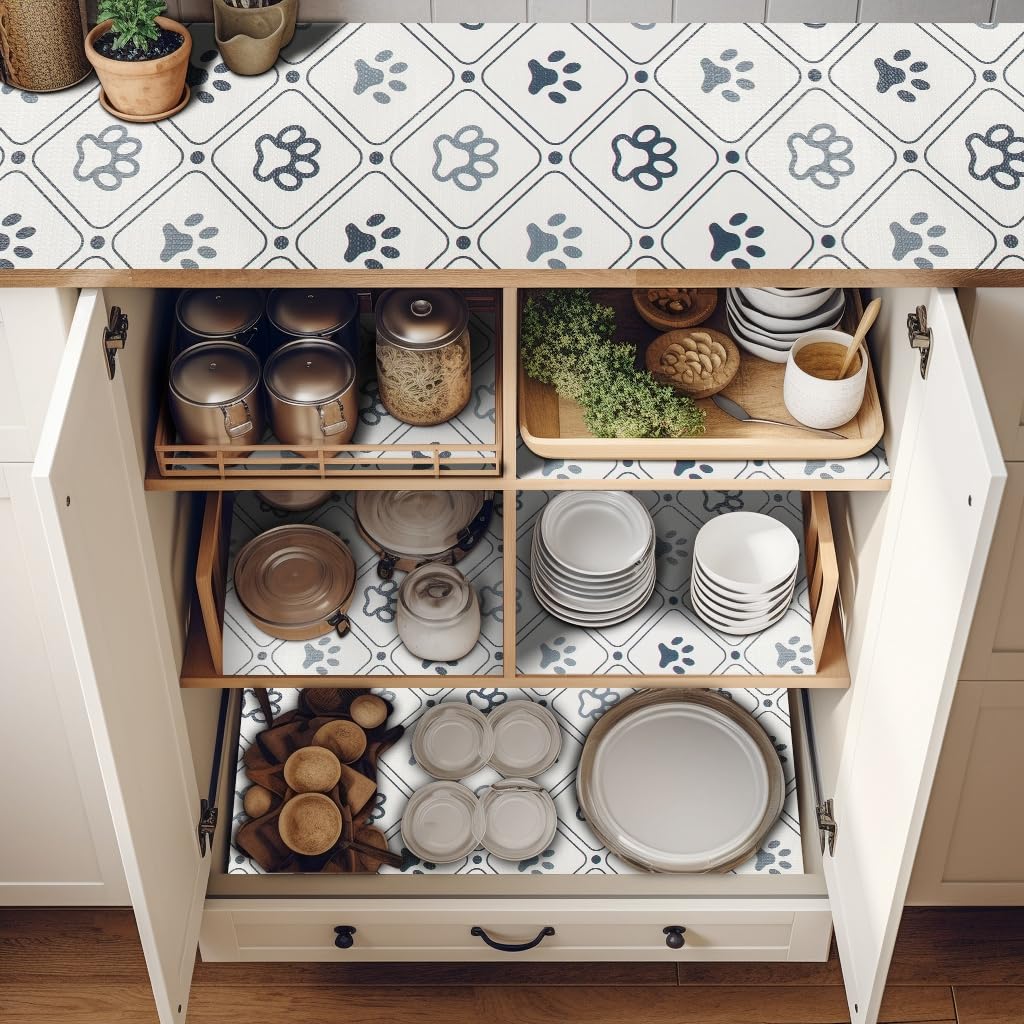 Bulk Shelf Liner 12" W x 240" L Cupboard Liner Shelving Paper for Cabinets and Drawers Pantry Shelf Liners for Kitchen Cabinets Non