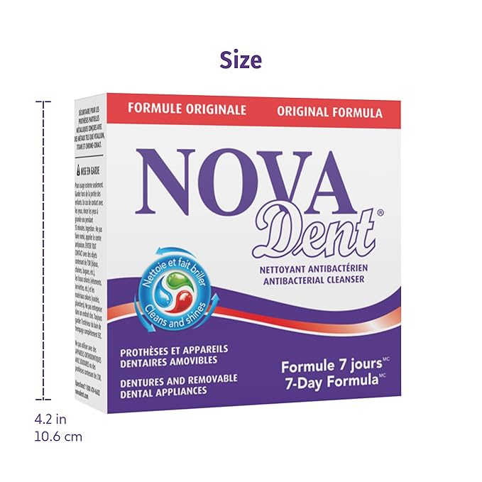 Novadent Dentures Cleaner – for Dental Appliances, Retainers, Trays, Mouth Guards, Teeth Aligners - 3 Months (12 sachets)