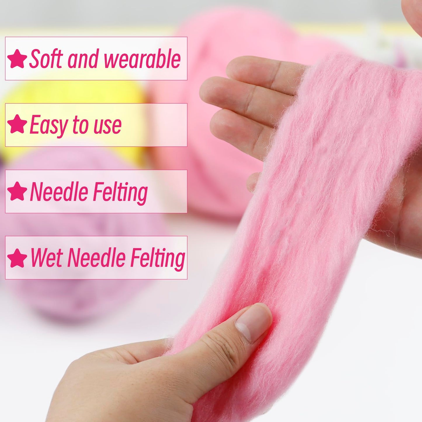 JeogYong Needle Felting Wool, 7.05oz Wool Roving Chunky Wool Yarn, Beige Wool Roving Yarn for Needle Felting, Wet Felting, Felting Projects, DIY Crafts