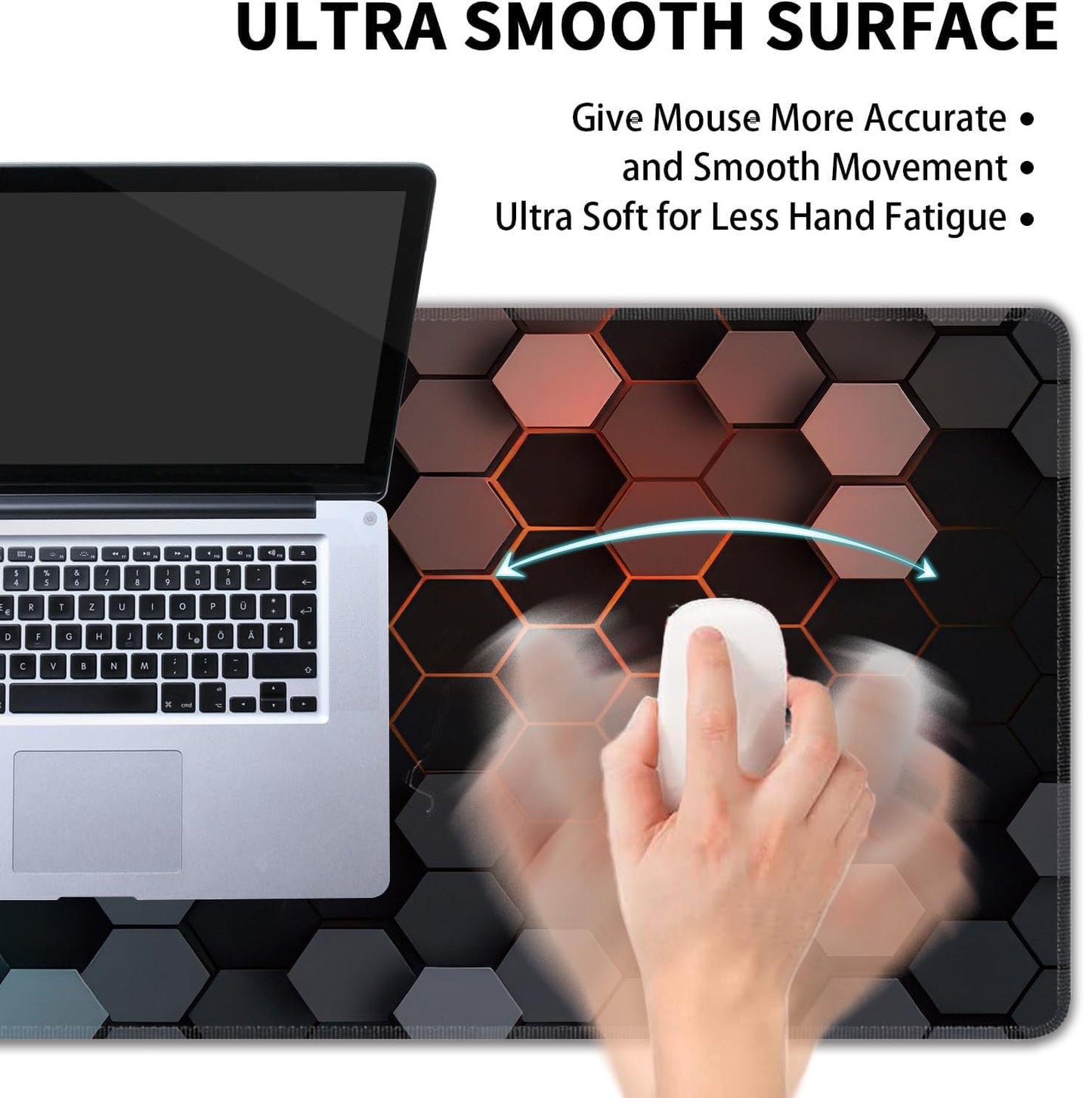 Hexagon Honeycomb Large Mouse Pad,Gaming Keyboard Desk Pad,Extended Mouse Mat Non-Slip Rubber Base with Stitched Edges for Office Game Home XXL 35.4"x15.7"