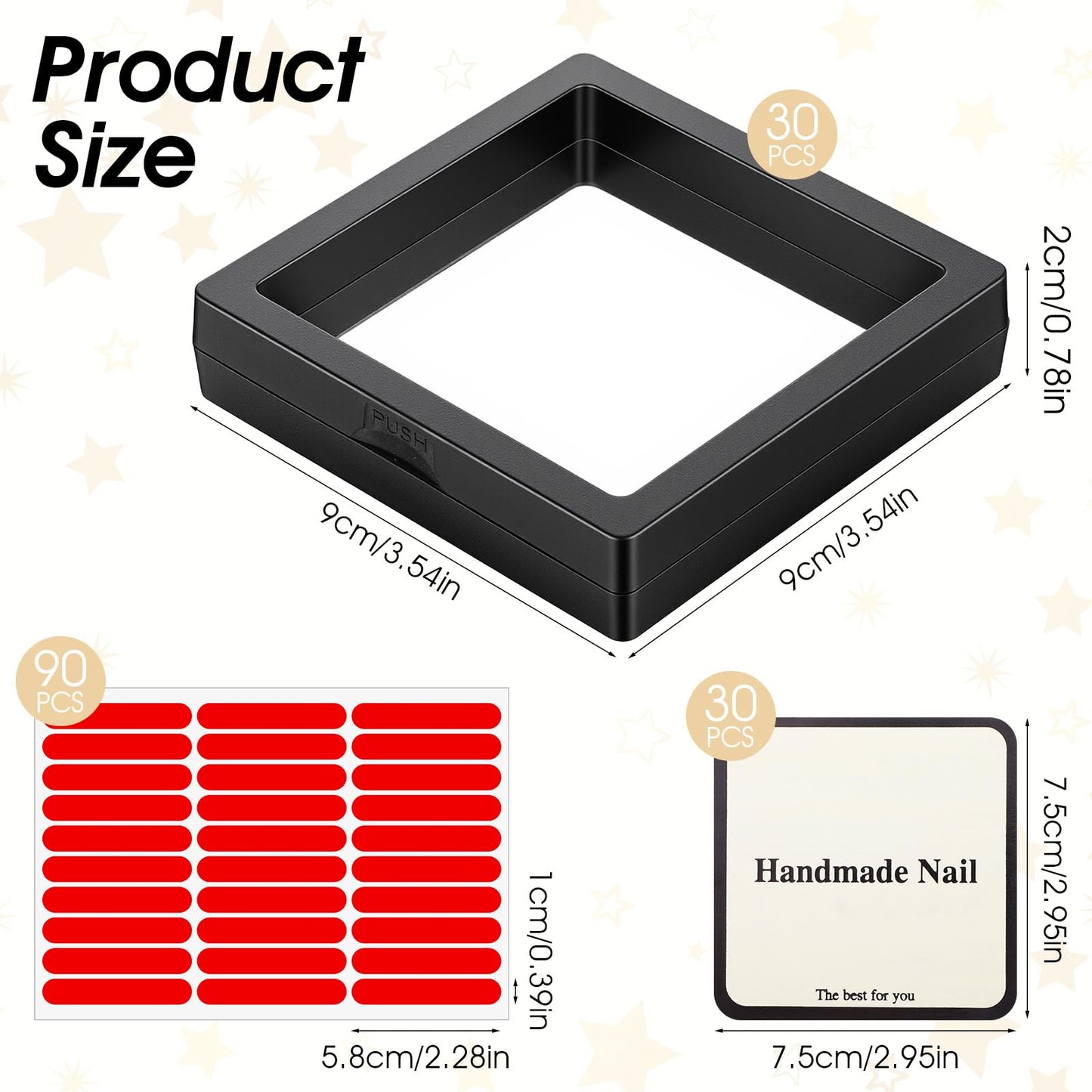 30 Pcs Press on Nail Box Packaging with Display Cards & Adhesive Tapes, Press on Boxes for Nails Packaging Storage Organizer Case for Artificial Nails Salon Business Display (Black)