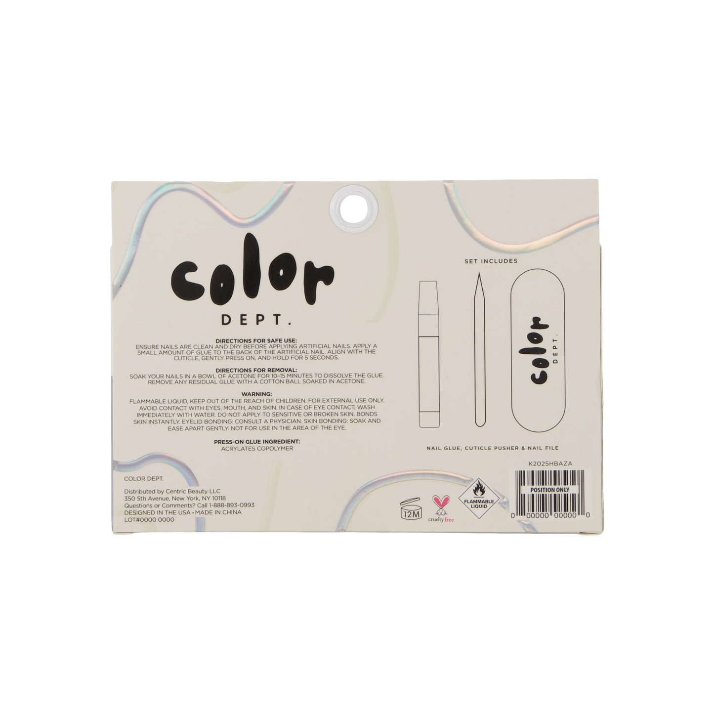 Color Dept Faux Nails Dreamscape – White Chrome Almond Press On Nails for Women, Elegant Metallic Medium Length Acrylic Nail Kit with Glue and Tools
