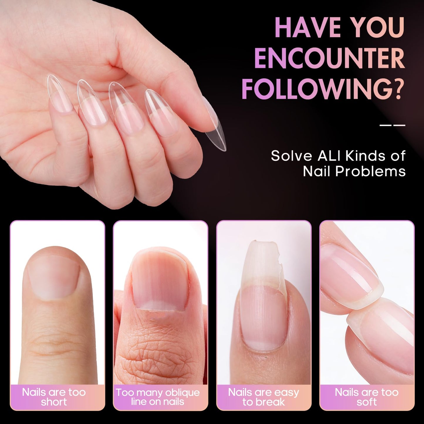 Ranrose Almond Nail Tips 240pcs Half Matte Full Cover False Nail Soft Gel Acrylic Nails Extension Tips 12 Sizes Press on Nails Home Salon DIY Gift for Women