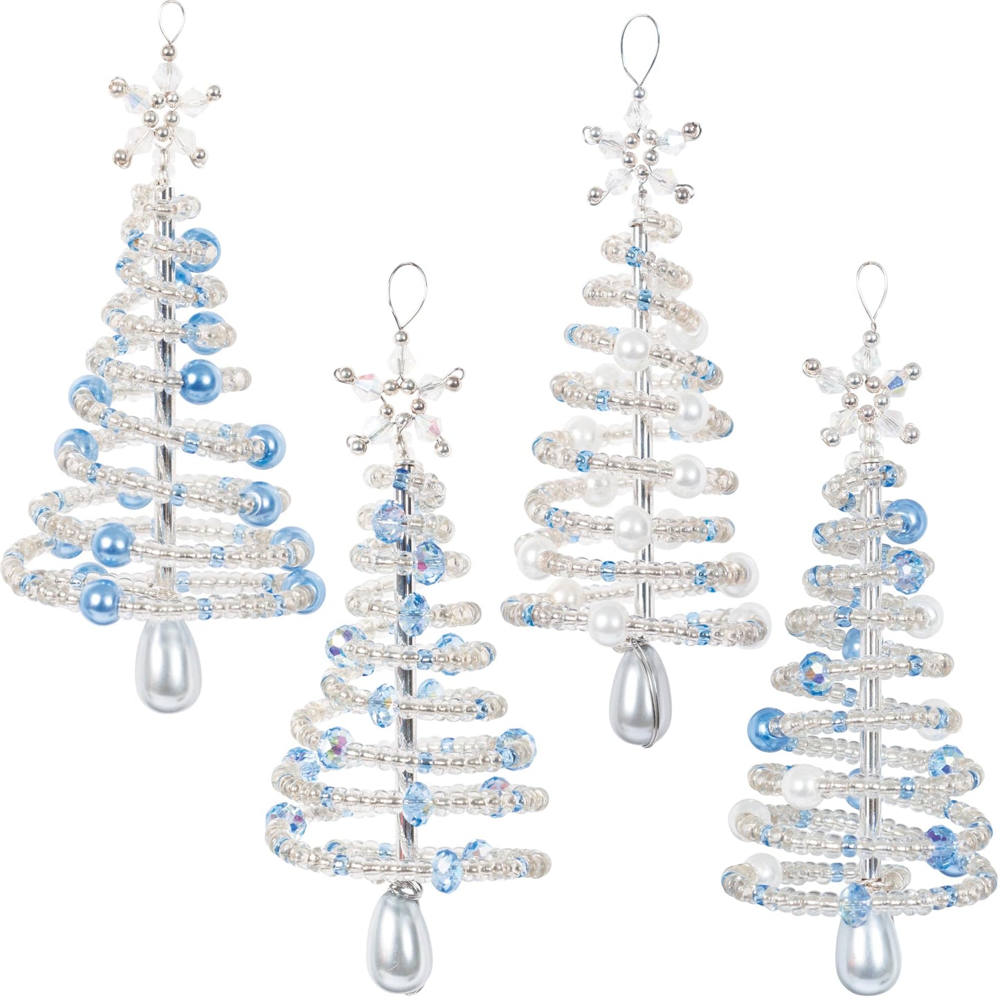 Solid Oak Nostalgic Christmas Beaded Cyrstal Ornament Kit - Frosty Crhistmas Trees Makes 4