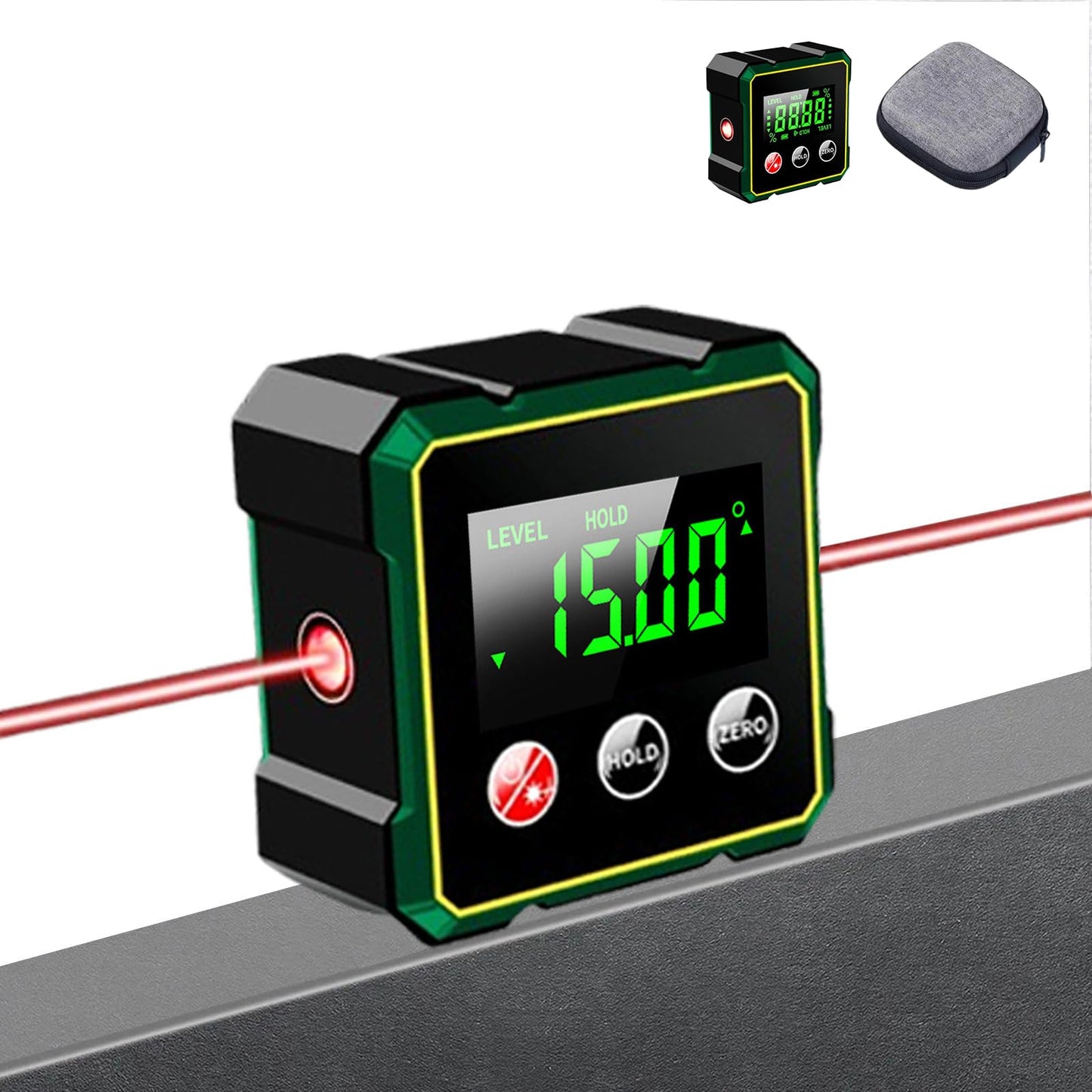 Laidawei Digital Angle Finder with Electronic Laser Level,Inclinometer- 4-side Strong Magnetic Angle Gauge, Protractor,Finder Measuring Tool for Woodworking (Laser Level is Class II,Output<5mW)
