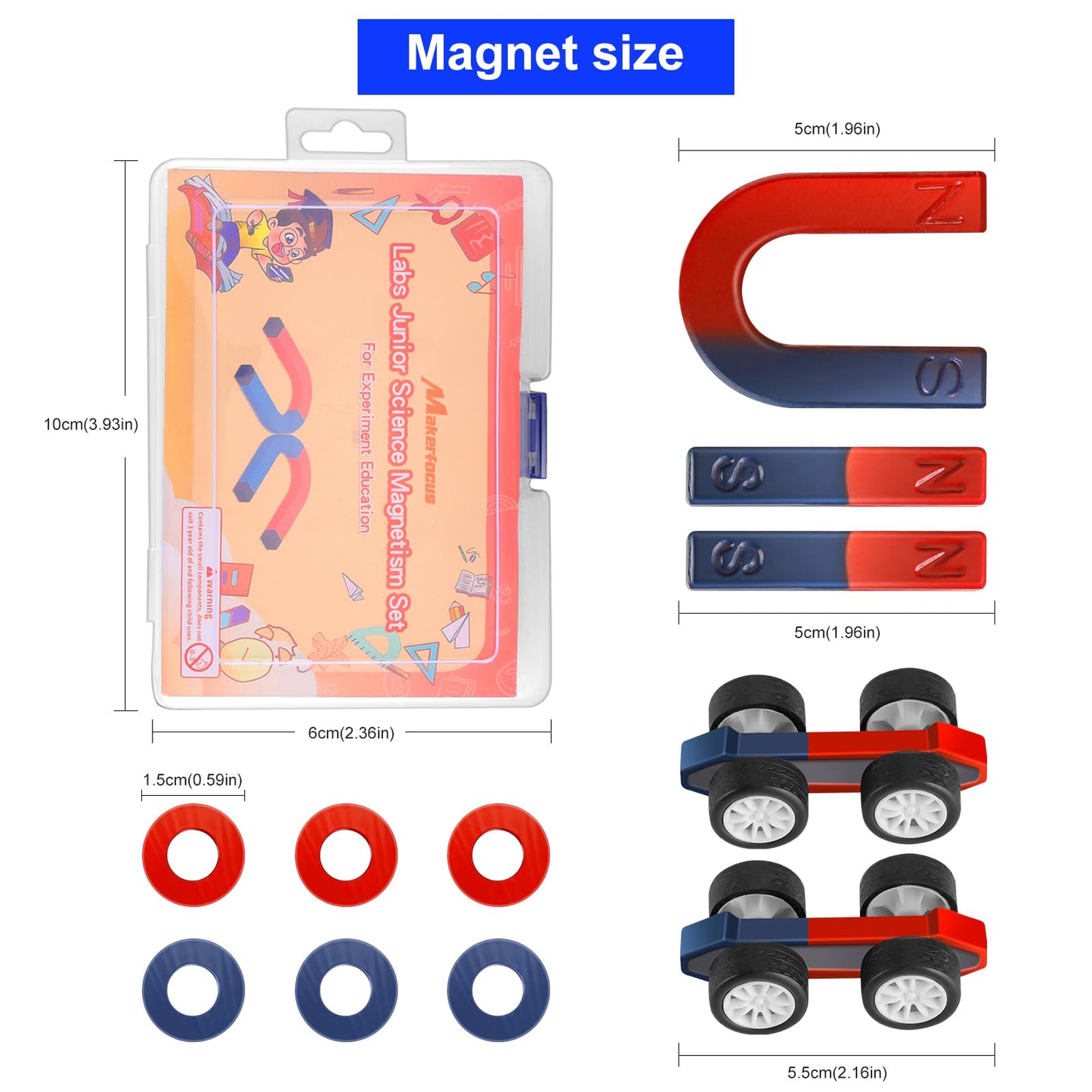 Science Magnet Kits for Kids: Educational Magnet Science Projects Experiment Tools Physics Lab Kits Includes Bar/Ring/Horseshoe/Compass/Iron Powder
