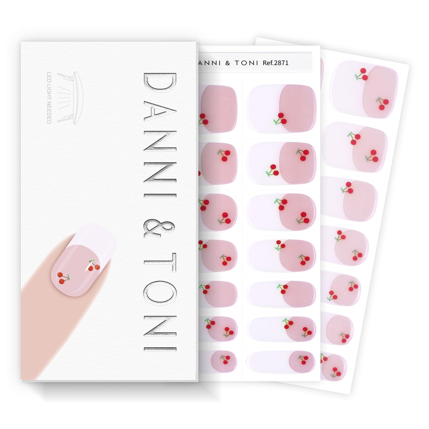 DANNI & TONI Semi Cured Gel Nail Strips Cherry White French Tips Gel Nail Wraps 28 Stickers | Chérie Tips
