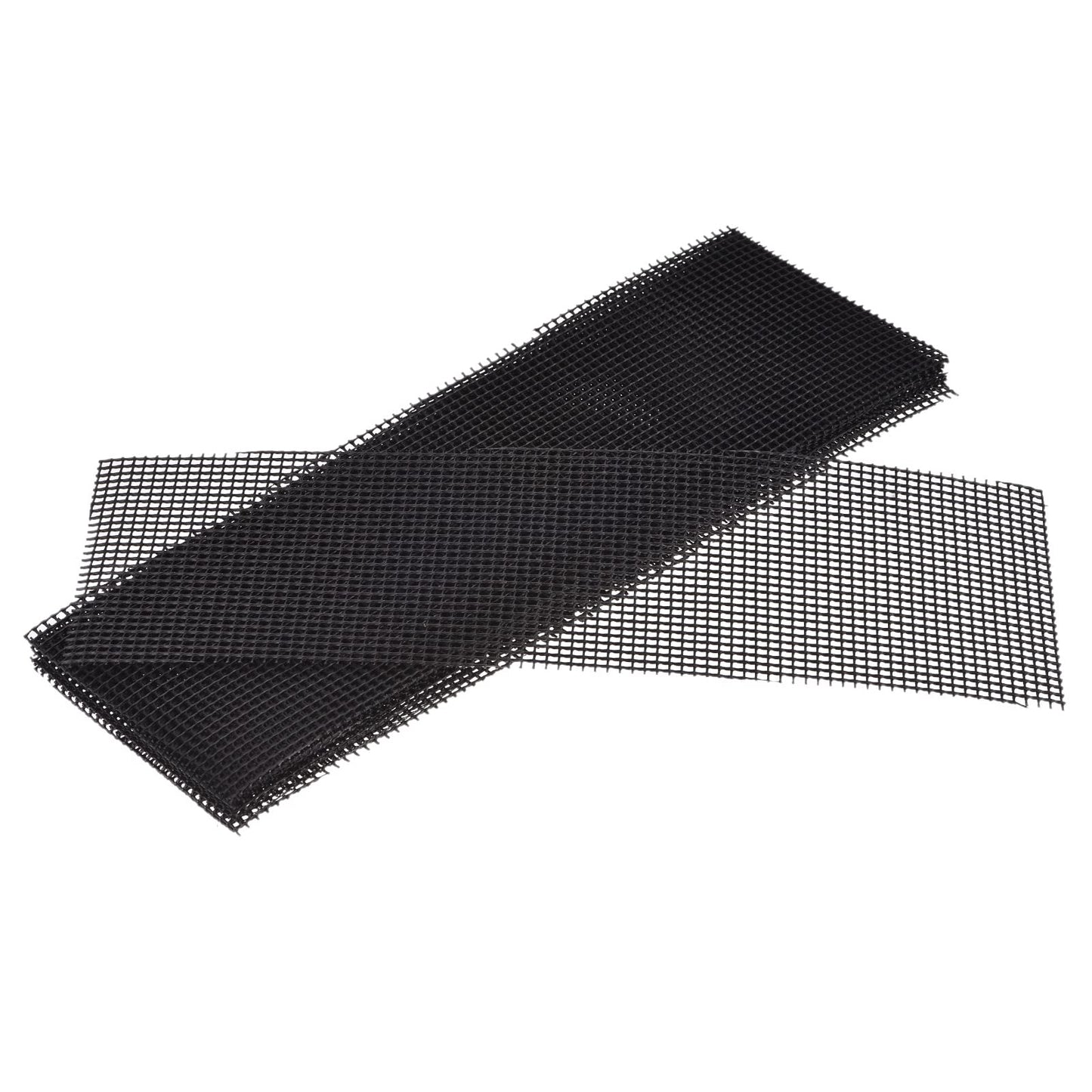 MECCANIXITY 10 Pcs Flower Pot Hole Mesh Pad 11.8x3.9" Invisible Rigid Plastic Bottom Grid Drainage Screens Prevent Soil Loss for Plant Containers, Bonsai (Black)