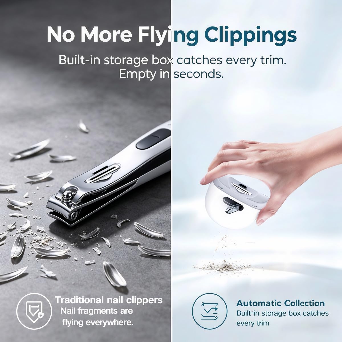 U ANNPER Automatic Electric Nail Clipper with Nail Scraps Storage USB Rechargeable Safety Fingernail Trimmer for Seniors Children Kids and Caregivers
