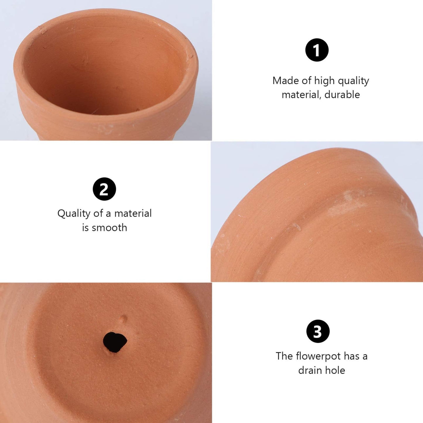 OUNONA 10Pcs Terracotta Pot Clay Ceramic Pottery Planter Cactus Flower Pots Succulent Nursery Small Pots (1.8 x 1.6 Inch)