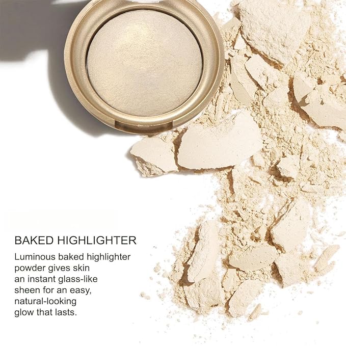 Baked Highlighter Contour Powder Sheer Pearl Shimmer Shades for Face Highlighter Makeup Brighten Up (302-Flashy)