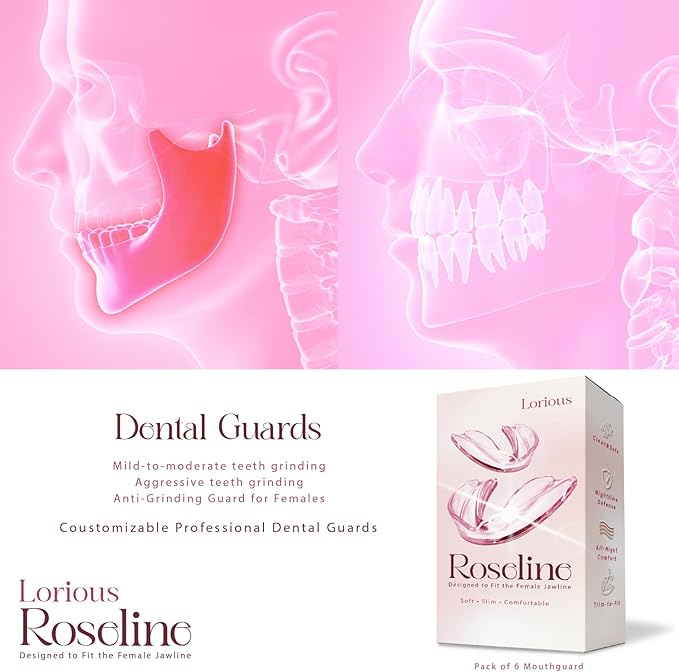 Moldable Mouth Guard for Teeth Grinding and Clenching – 6-Pack Dental Guards in 2 Sizes (4 Regular + 2 Small) – Comfortable Night Guard for Women