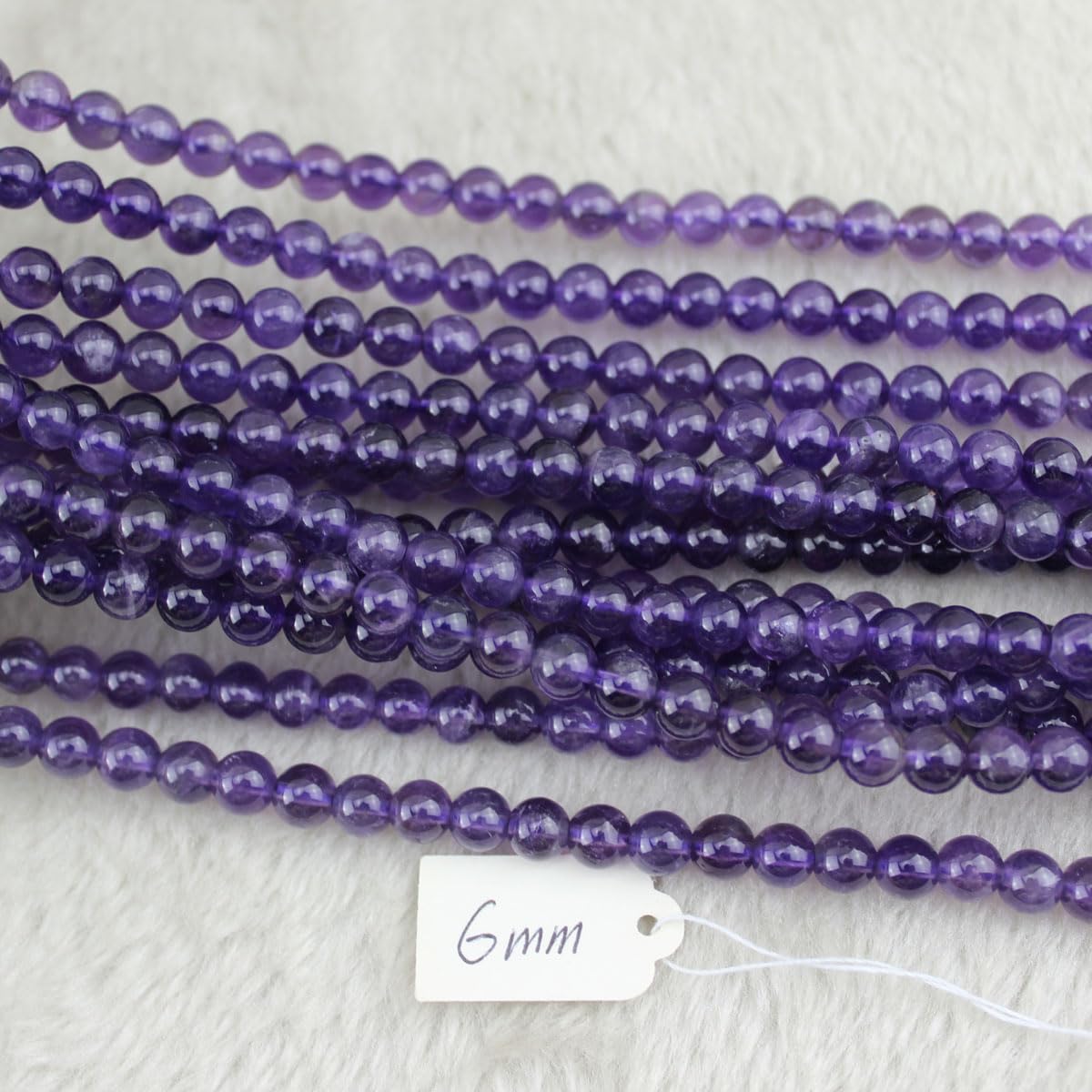 6mm Natural Amethyst Beads Round Gemstone Loose Beads for Jewelry Making (60-62pcs/strand)