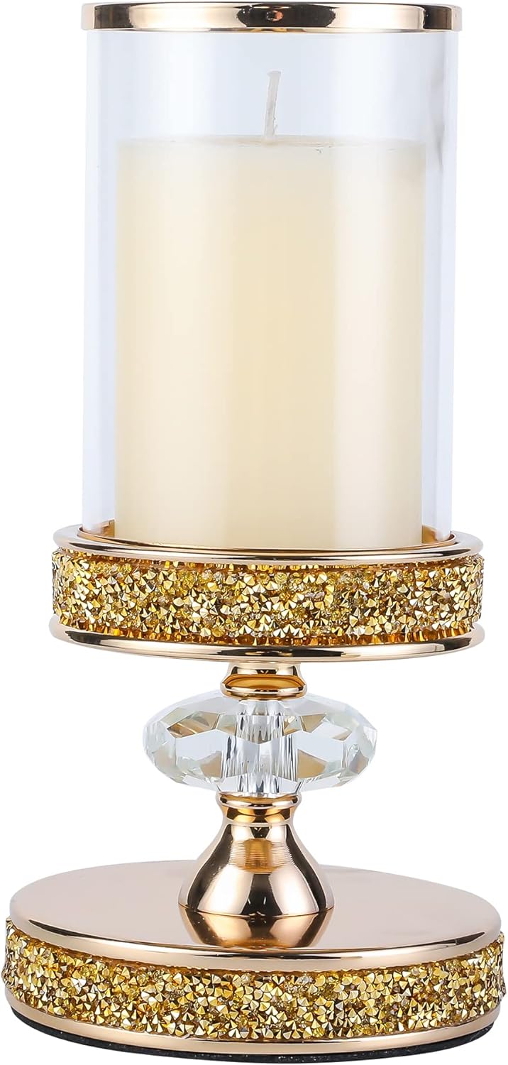 Candle Holder, Pillar Candle Holders, Crystal Candlesticks Holder for Wedding, Parties, Events, Chirstmas,Home Decor, Table Centerpieces CH028D (S)