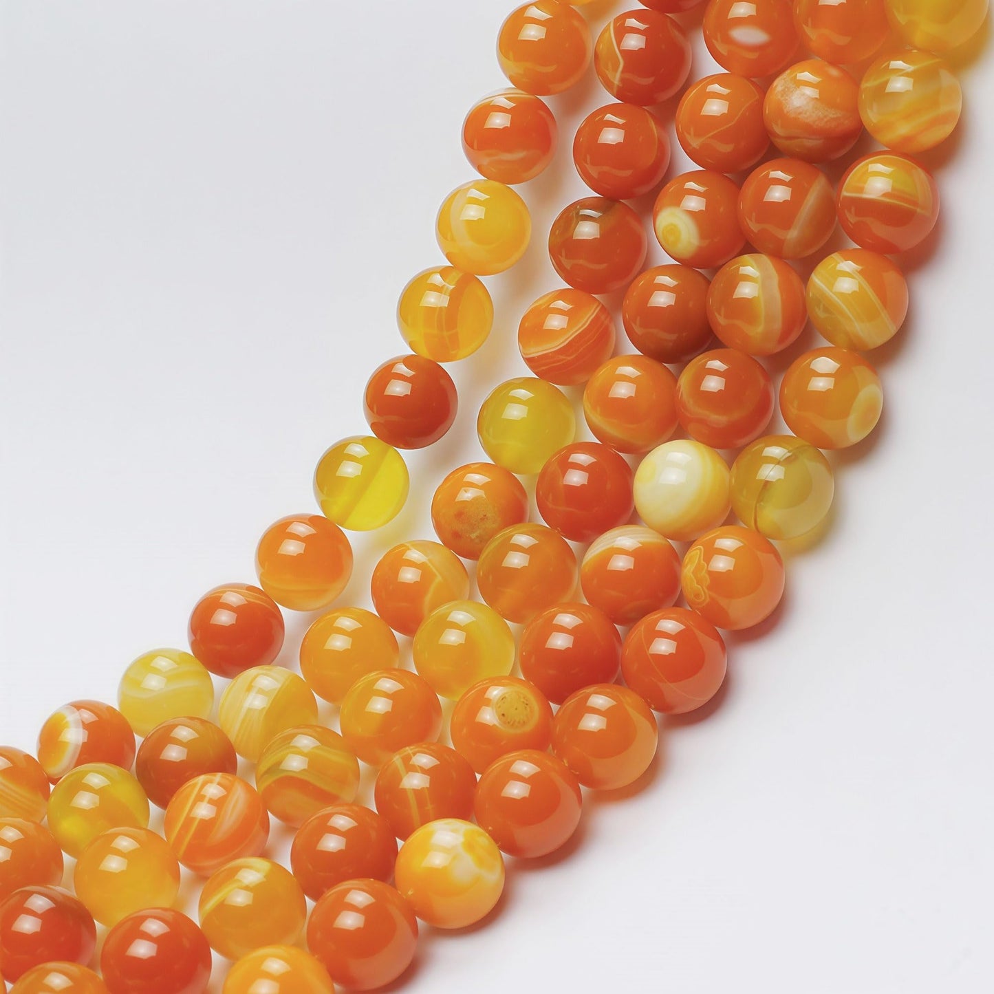 MJDCB Natural Stone Beads Orange Stripe Agate Round Loose Beads for Jewelry Making DIY Bracelet Necklace (10mm)