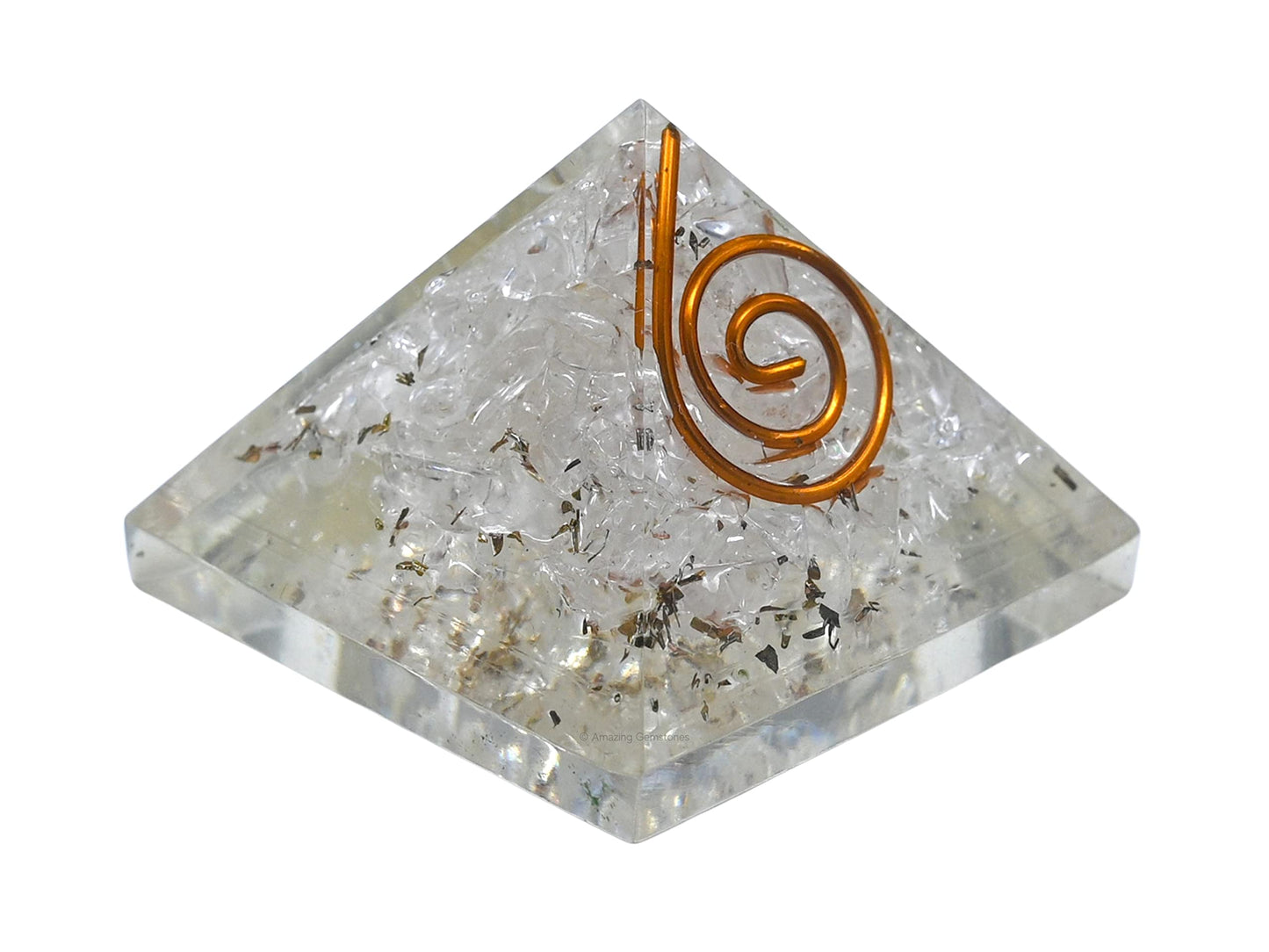 Amazing Gemstone Clear Quartz Orgone Pyramid - 30mm Small Orgonite Pyramids with Crystals and Healing Stones - Authentic Organite Gifts