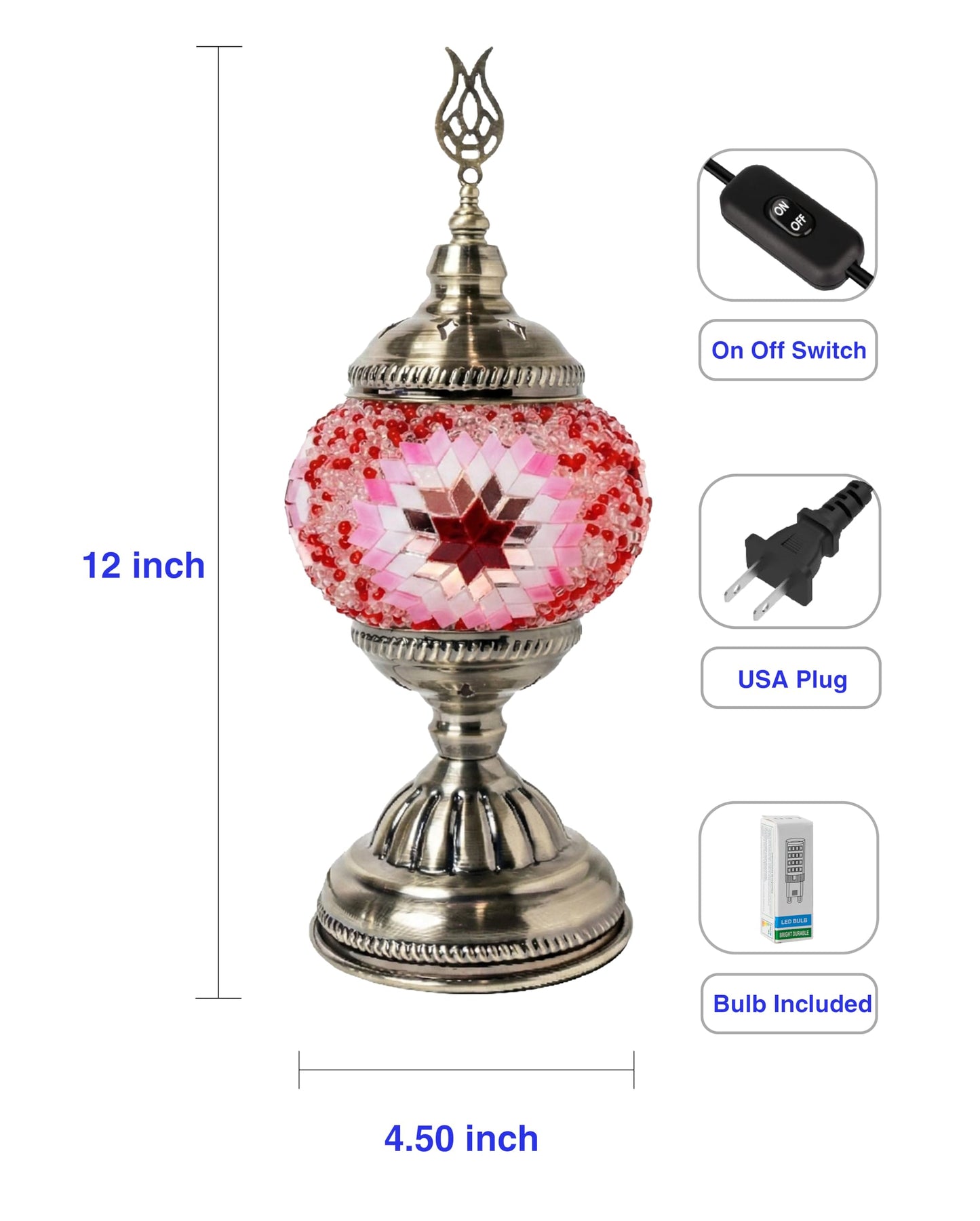 Ottoman Mosaics Turkish Mosaic Lamp Kit | DIY Art & Craft Project for Adults | Make Your Own Handmade Lamp (Pink)
