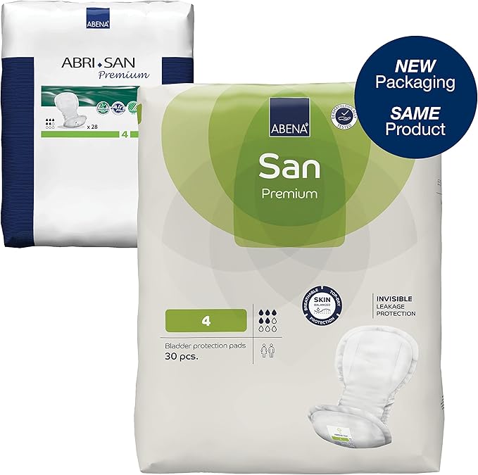 Abena San Premium Incontinence Pads, Moderate Absorbency, (Sizes 4 to 7), Size 4, 90 Count