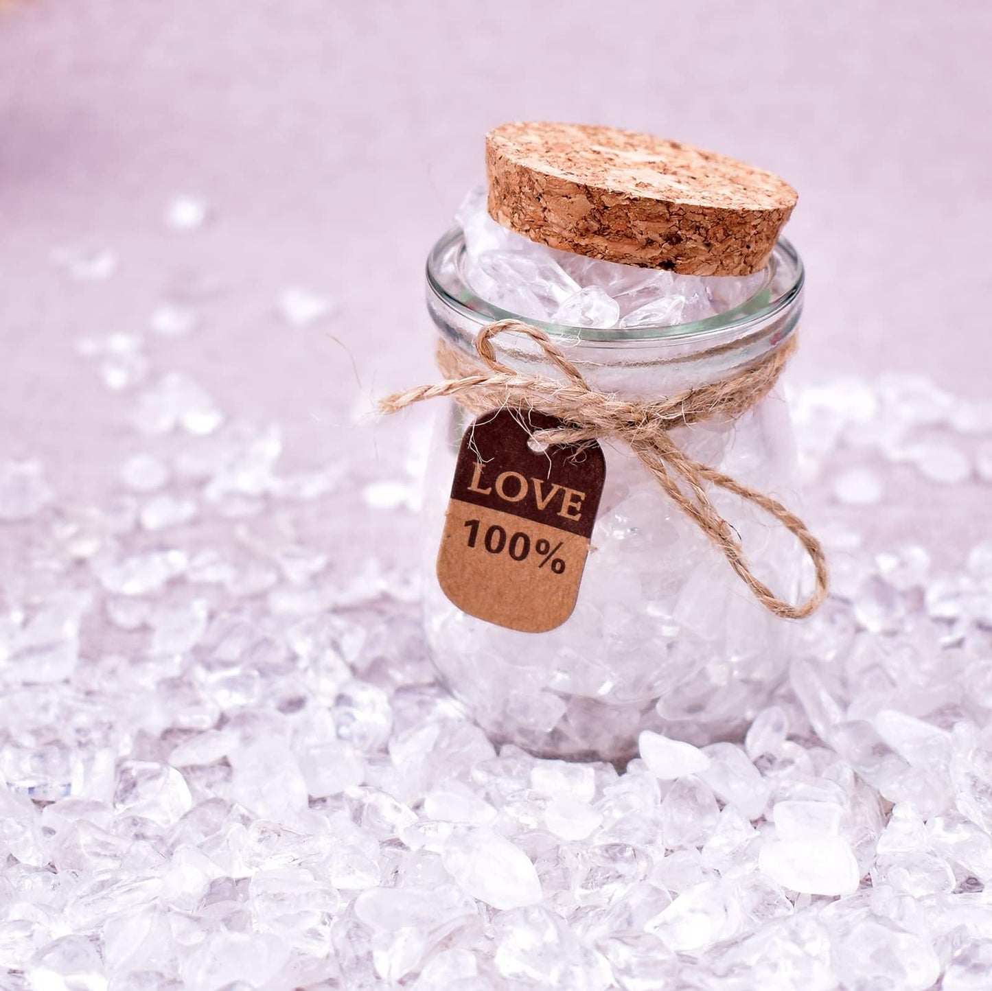 SigMntun Polished Clear Quartz Crystal Chips 200 Pcs - 0.3", Tumbled Stone Chips Crushed Sea Glass Stones Healing Reiki Crystal Making Home Decoration