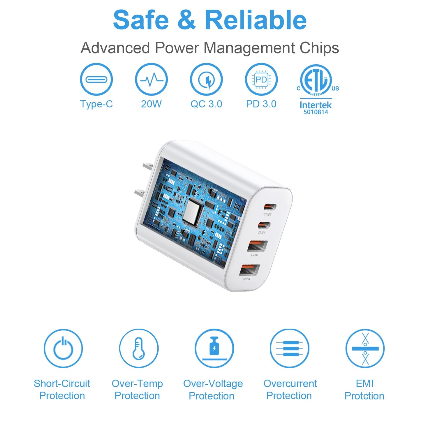 USB C Charger Block,40W USB C Charger Cube,3 Pack Type C Chargers Block,Fast Charging Plug Dual Port PD+QC Charging Cube for iPhone 16 15 14 13 12 11 Pro Max XS,iPad, Samsung Phone,Tablet