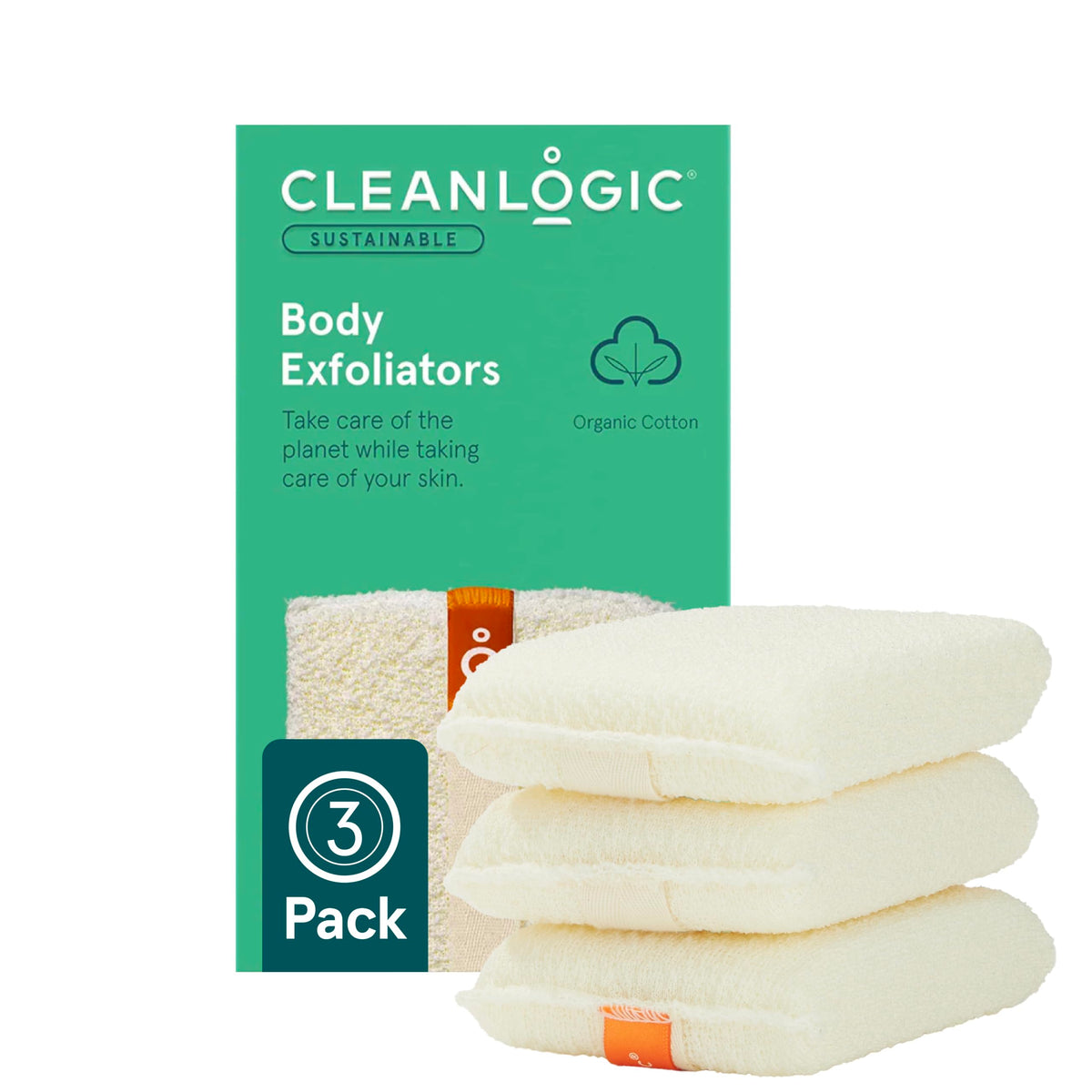 Organic Cotton Small Exfoliating Body Scrubber (3 Count)