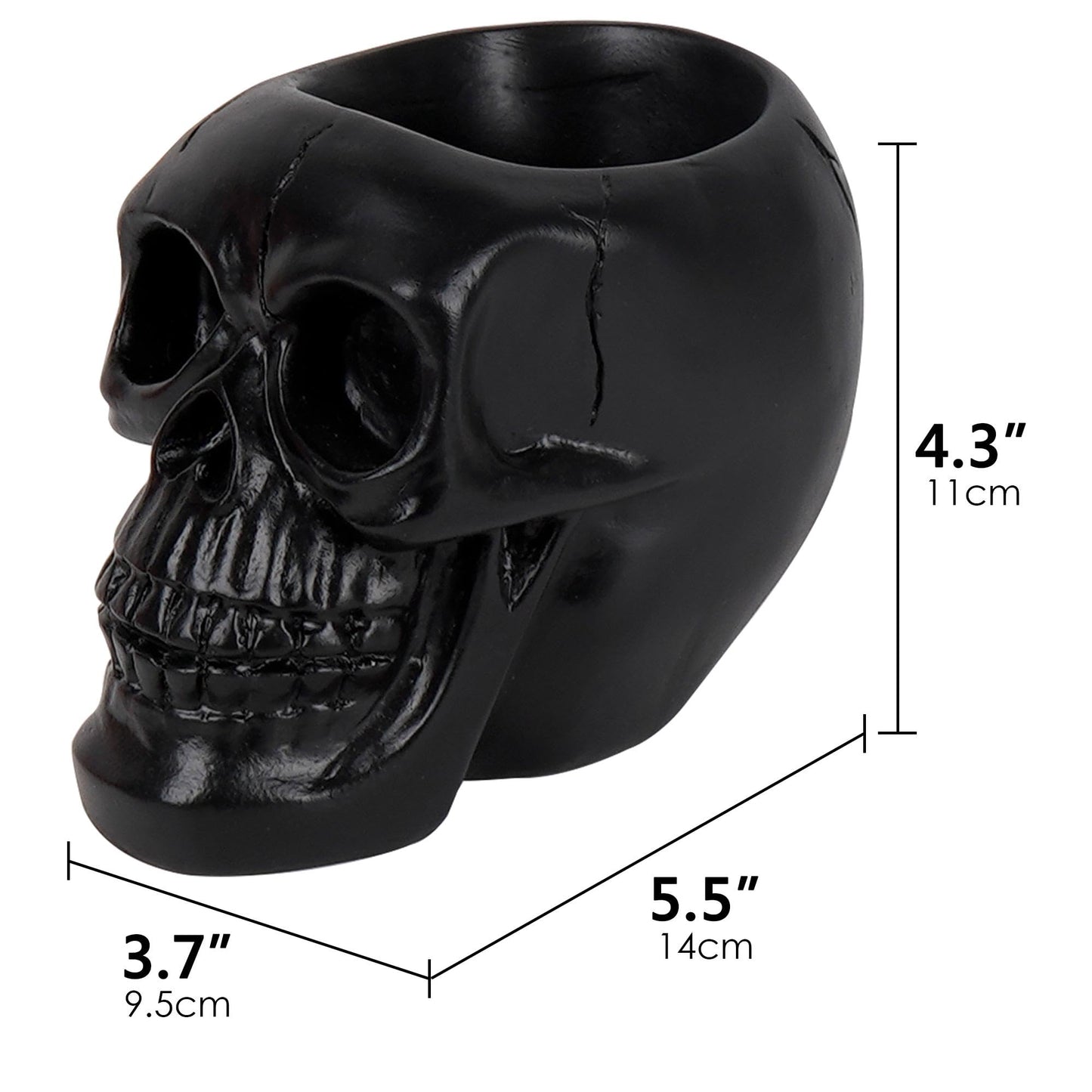 Philo Fun Black Skull Makeup Brush Holder, Skull Head Pen and Pencil Holder, Goth Skull Decor Desktop Organizer for Office Vanity Dresser Bathroom
