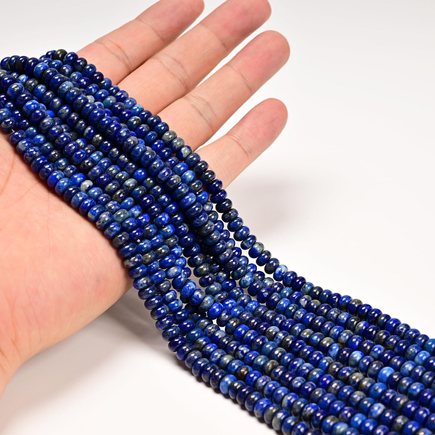 ICAI 4x6mm Natural Rondelle Beads – Loose Gemstone Spacers for DIY Jewelry Making (Lapis Lazuli)