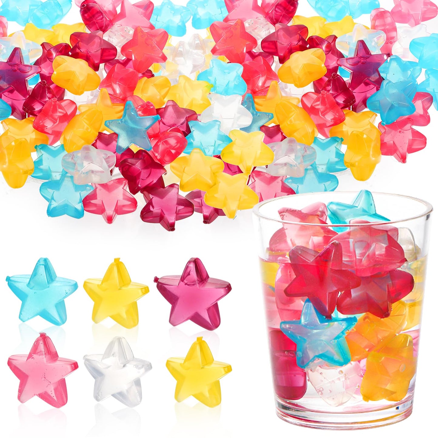 Dicunoy 200 PCS Reusable Ice Cubes, Plastic Ice Cubes for Drinks, Colorful Refreezable Non Diluting for Cocktails, Whiskey, Wine, Coffee