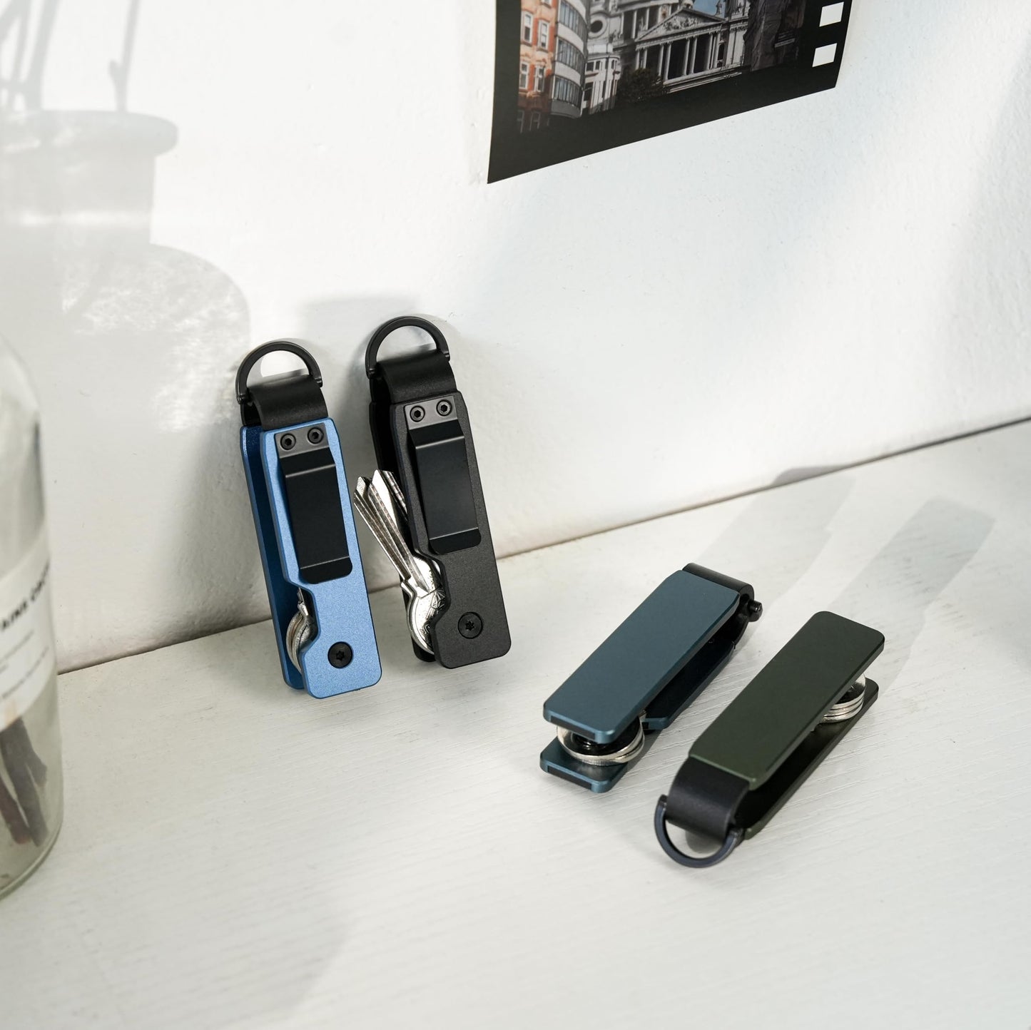 TUXON Key Organizer For Men - Compact Metal Key Holder | Minimalist Innovative Keyholder | Smart Keychain Secures 1-5 Keys (BLUE)