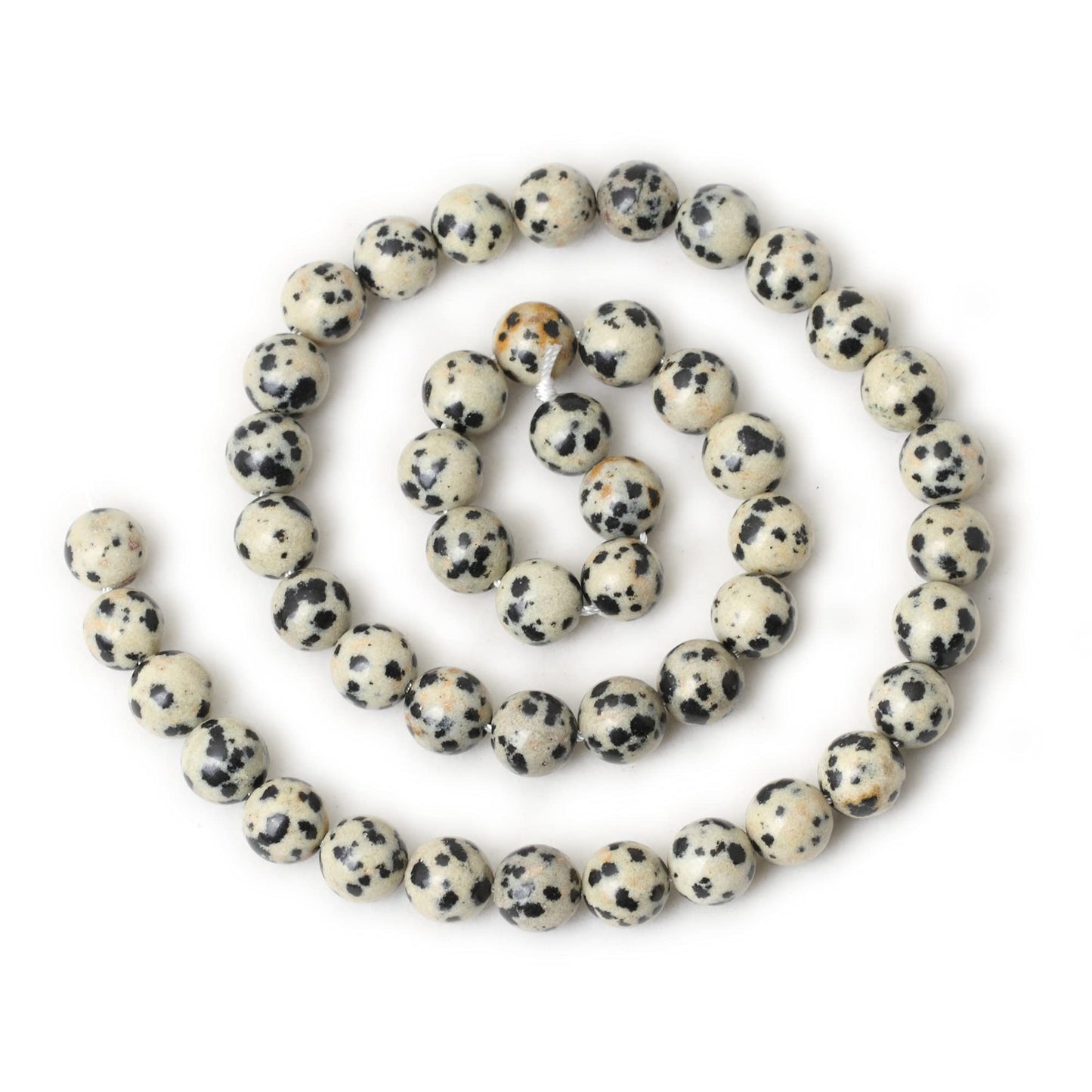 CHEAVIAN 45PCS 8mm Natural Dalmatian Stone Round Loose Beads for Jewelry Making DIY Findings 1 Strand 15"
