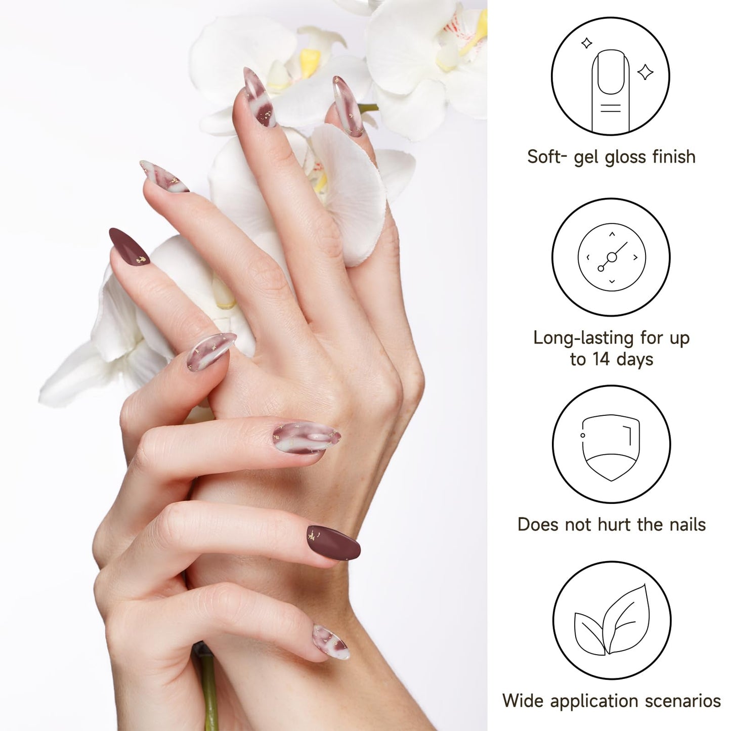 DUKASOU Semi Cured Gel Nail Strips, 56Pcs Fall Gel Nail Stickers/Wraps, Long Lasting UV Nail Polish Strips for Adults（Red+Wine Red）