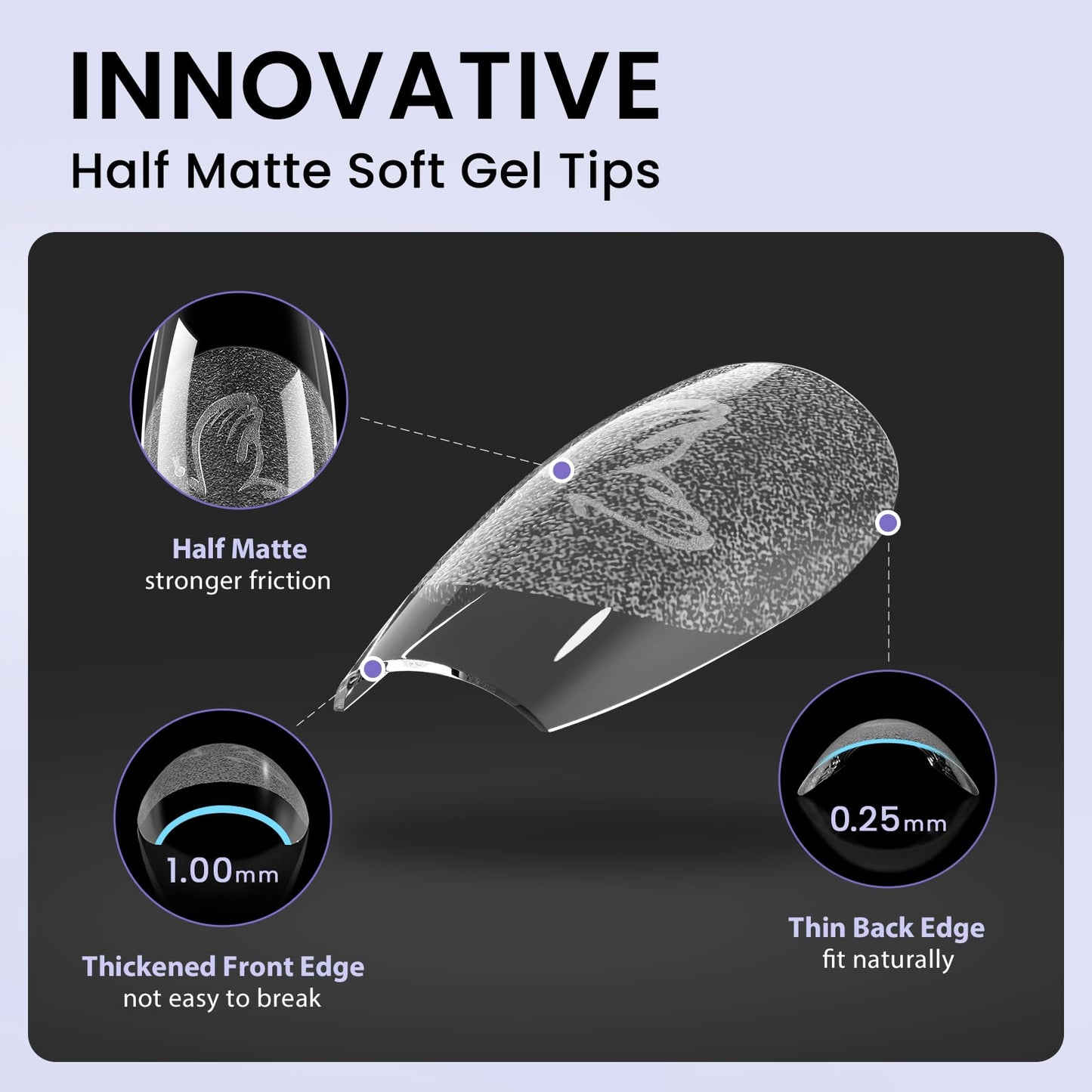 BTArtbox Solid Nail Gel & Half Matte Gel Nail Tips - 320pcs Square Press on Nails Medium, Upgrade 3 in 1 Nail Gel for Fake Nails