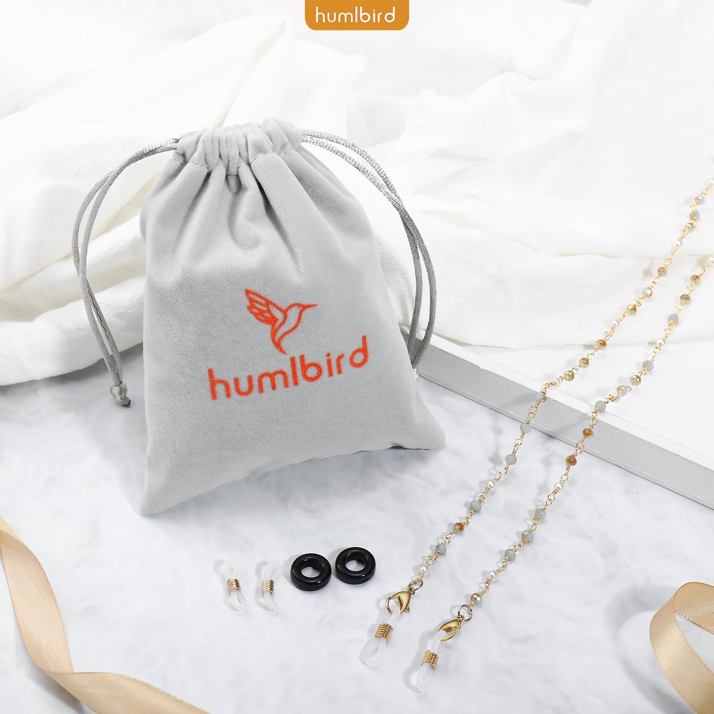 humlbird Eyeglasses Chain for Women Stylish Mask Lanyard Natural Crystal Mask Chain Eye Glasses Holder Strap Around Neck