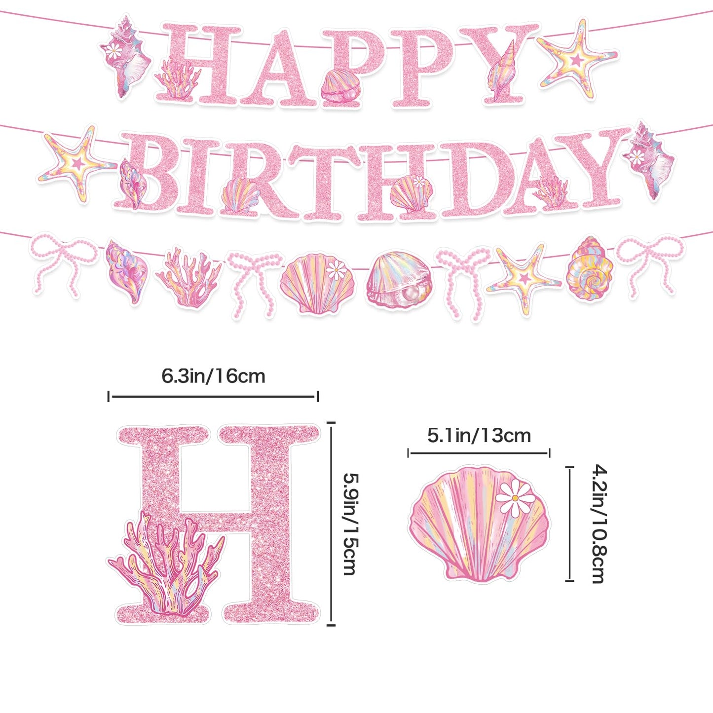 Pink Seashell Party Decorations Include Seashell Banner-Backdrop-Balloons-Cake Topper-Cupcake Toppers for The Summer I Turned Pretty Party Decorations