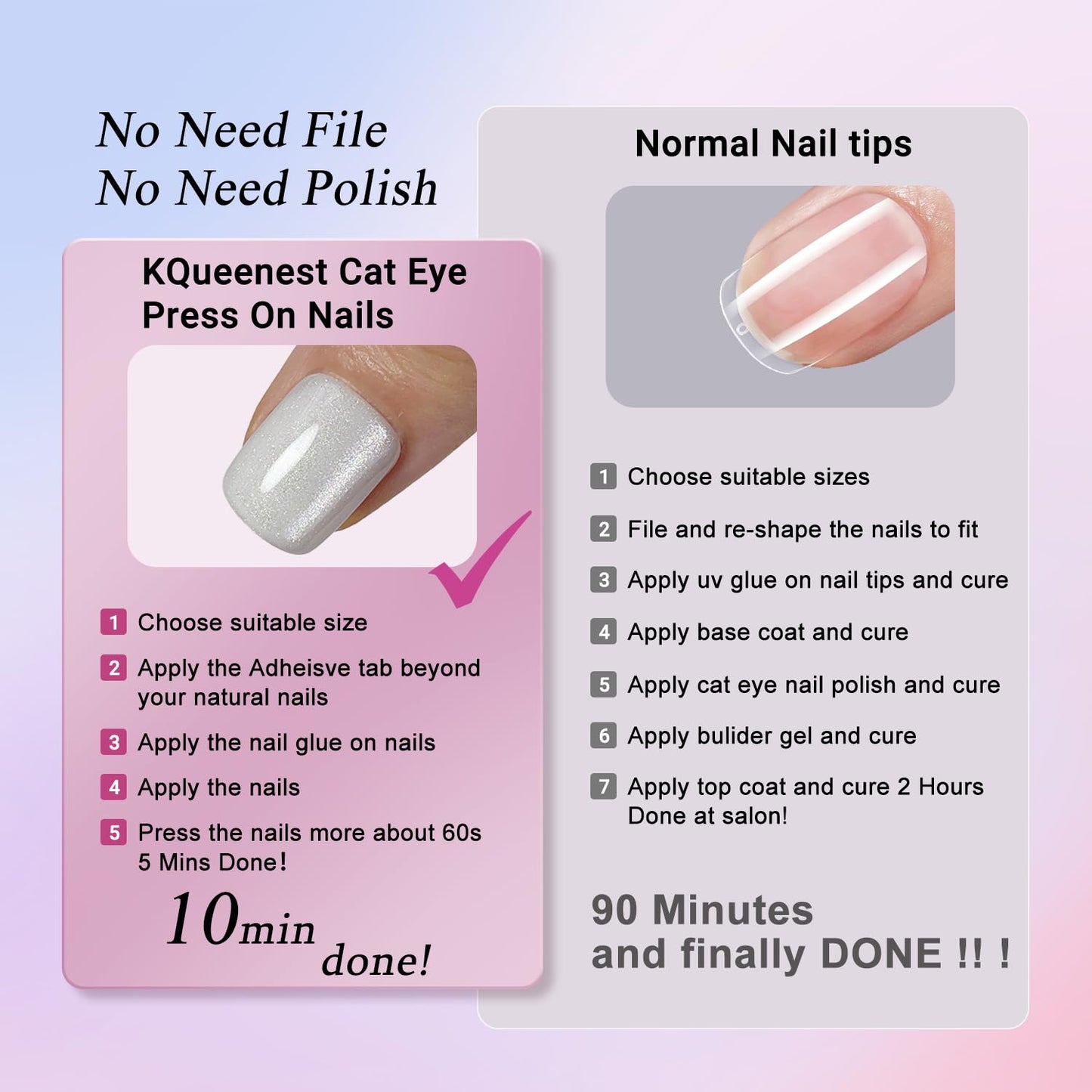 KQueenest Cat Eye White Press on Nails Short Square, 30 Pcs Glitter Acrylic Fake Nail Press ons, Shiny Sparkle Glue on Nails Short Coffin, Reusable Full Cover False Stick on Nails for Women