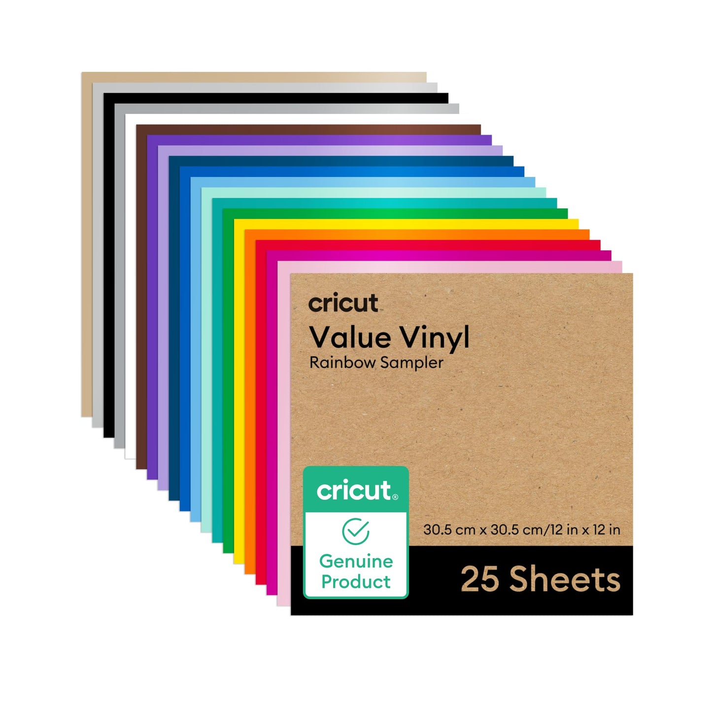 Cricut Value Permanent Vinyl, Rainbow Sampler 12in x 12in (25 ct)
