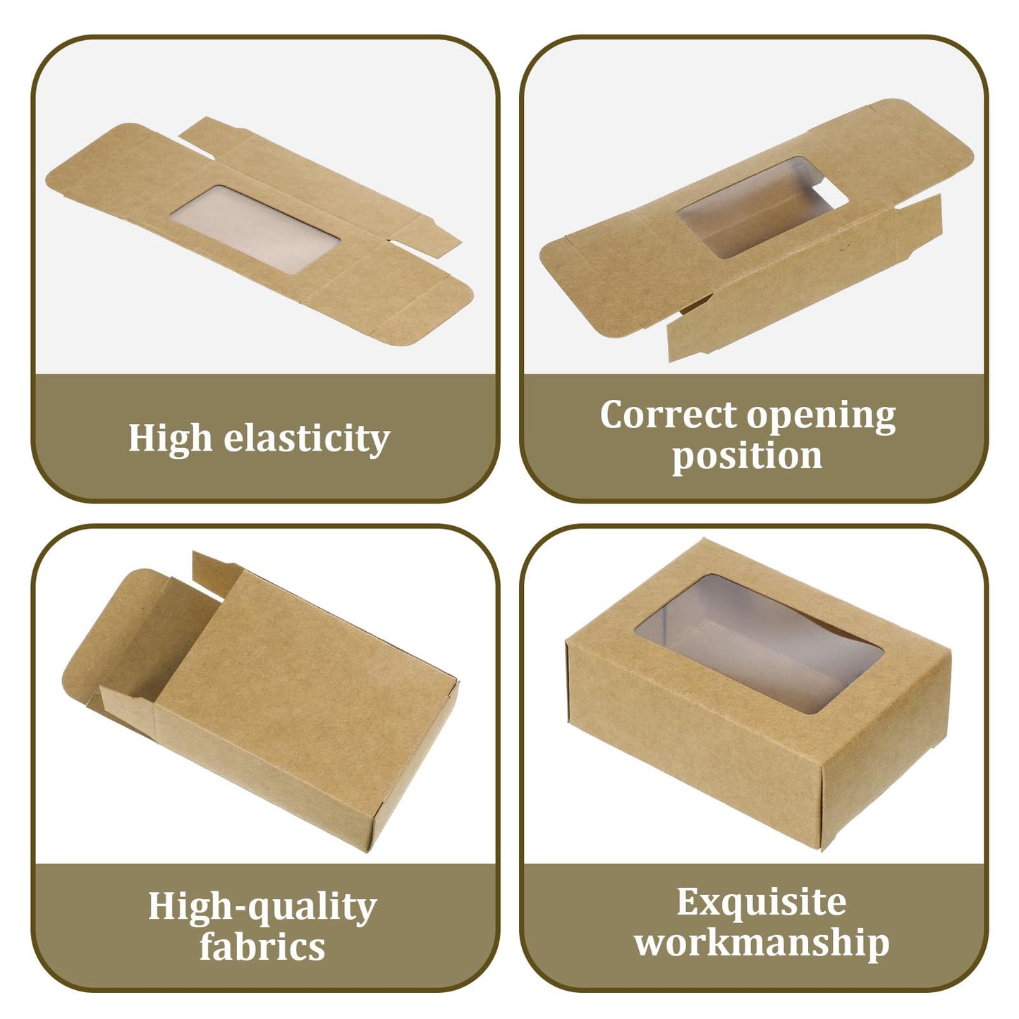 100 Pcs Soap Boxes for Handmade Soap, 3.35 x 2.36 x 1.18 Inch Kraft Paper Soap Packaging Boxes with Clear Window Small Rectangular Gift Wrapping Box for Bakery Candy Cookies Chocolate Party Favors
