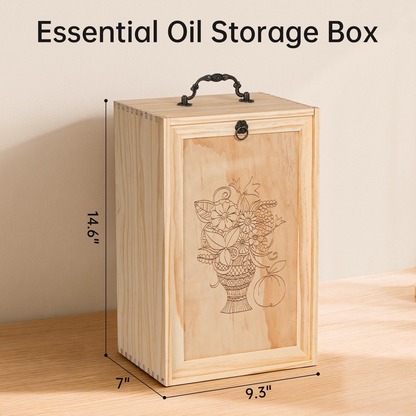 TORIBIO Essential Oil Storage Box for 96 Bottles, Wooden Essential Oils Holder Organizer Holds 5-30ml for Young Living & Doterra Bottles