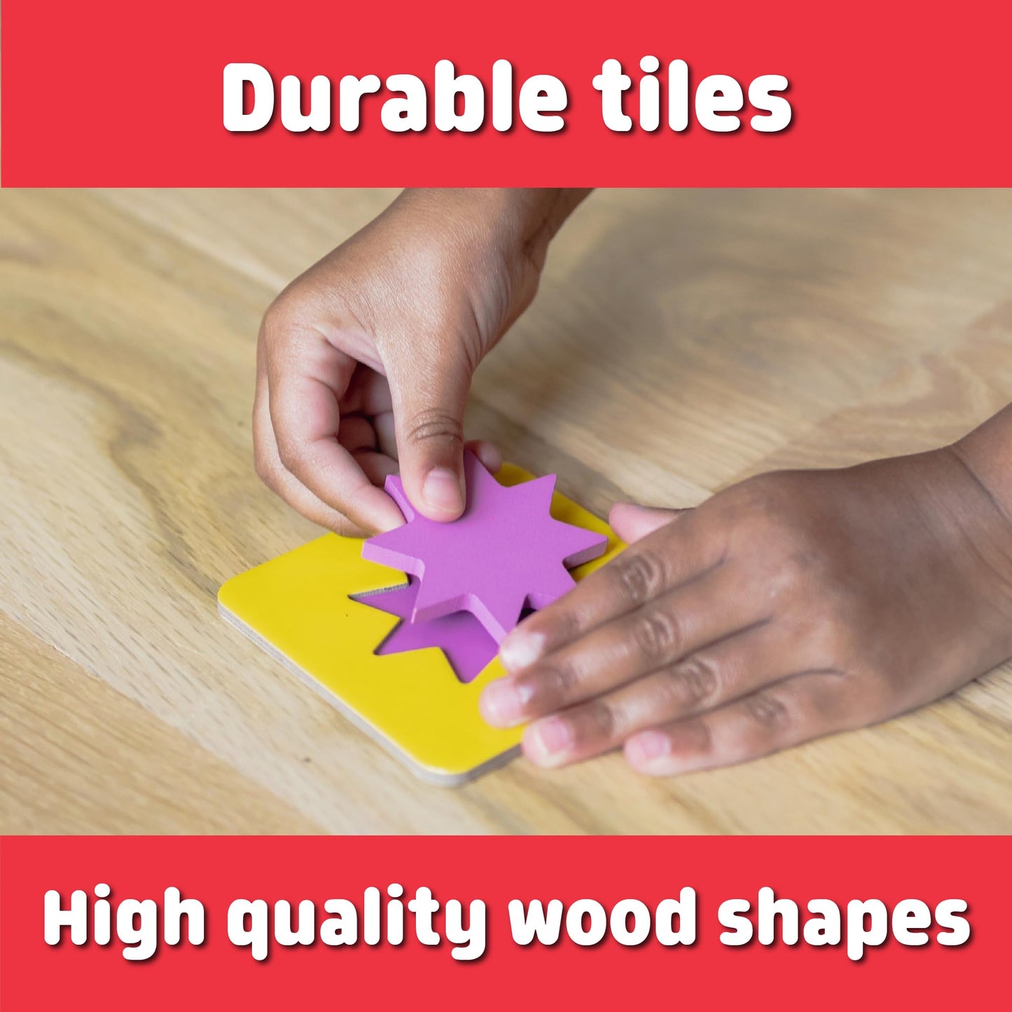 Chuckle & Roar Matching+ Wooden Sensory Shapes Memory Game for Kids Ages 3–6+ – Premium Wood Logic Puzzle & Shape Matching Game with Multiple Play Modes