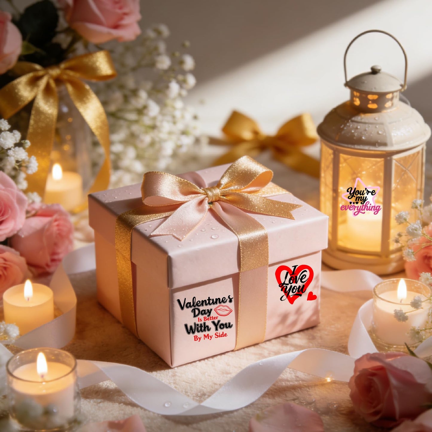 PRESSINART 25Pcs 25 Styles Valentines Vinyl Stickers for Jars Love Words Pattern PVC Self Adhesive Waterproof Holiday Cup Sticker Set for Scrapbooking Card Making Gift Glass Water Bottle Decoration
