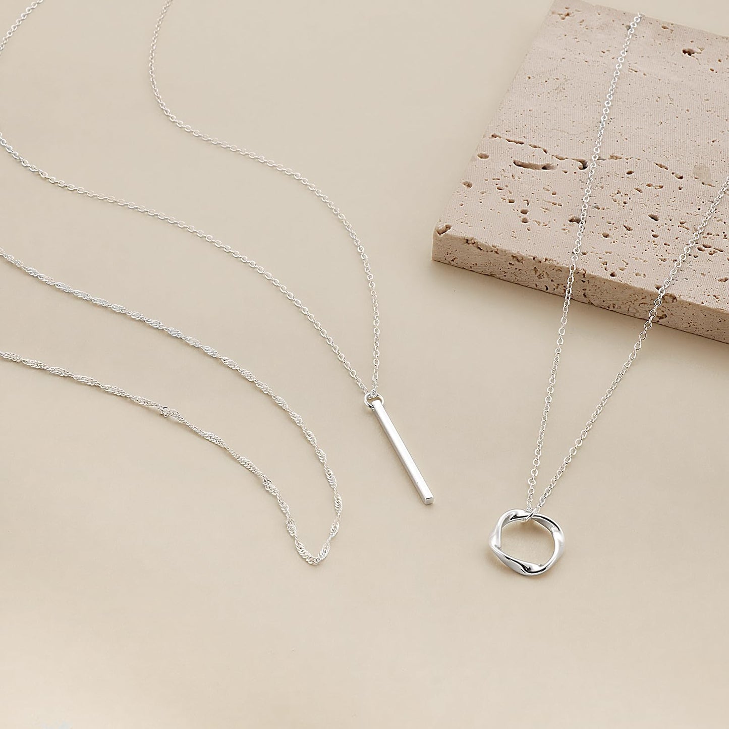 Feskive Layered Gold Necklaces for Women Dainty 14k Gold/Silver Plated Stackable Choker Necklaces for Women Trendy Cuba Cross Circle Pendant Necklaces Set Jewelry Gifts for Women