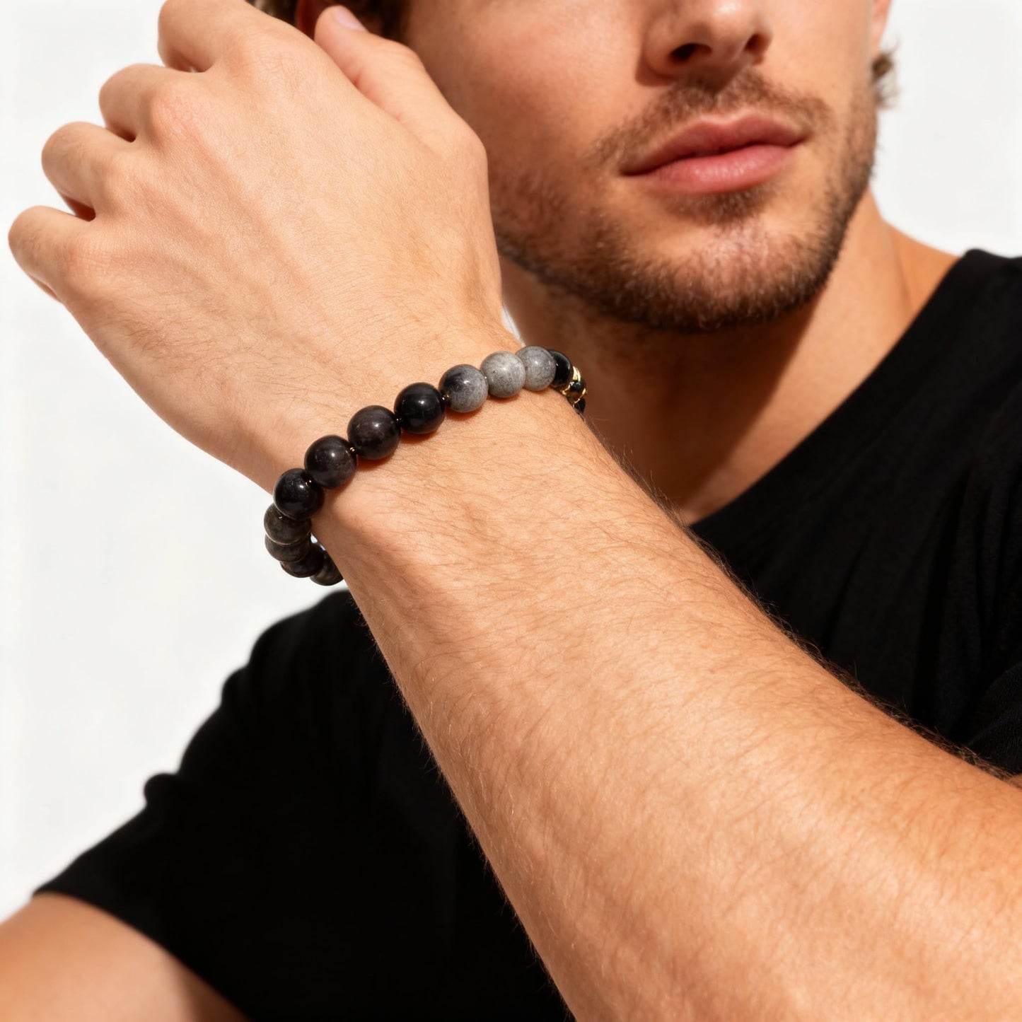 The Vida Handmade AAA+ Quality Crystal Stretch Elastic Bracelet - Nature Gemstone - Jewelry Gift - Holiday Gift - For Women & Men (Silver Sheen Obsidian)