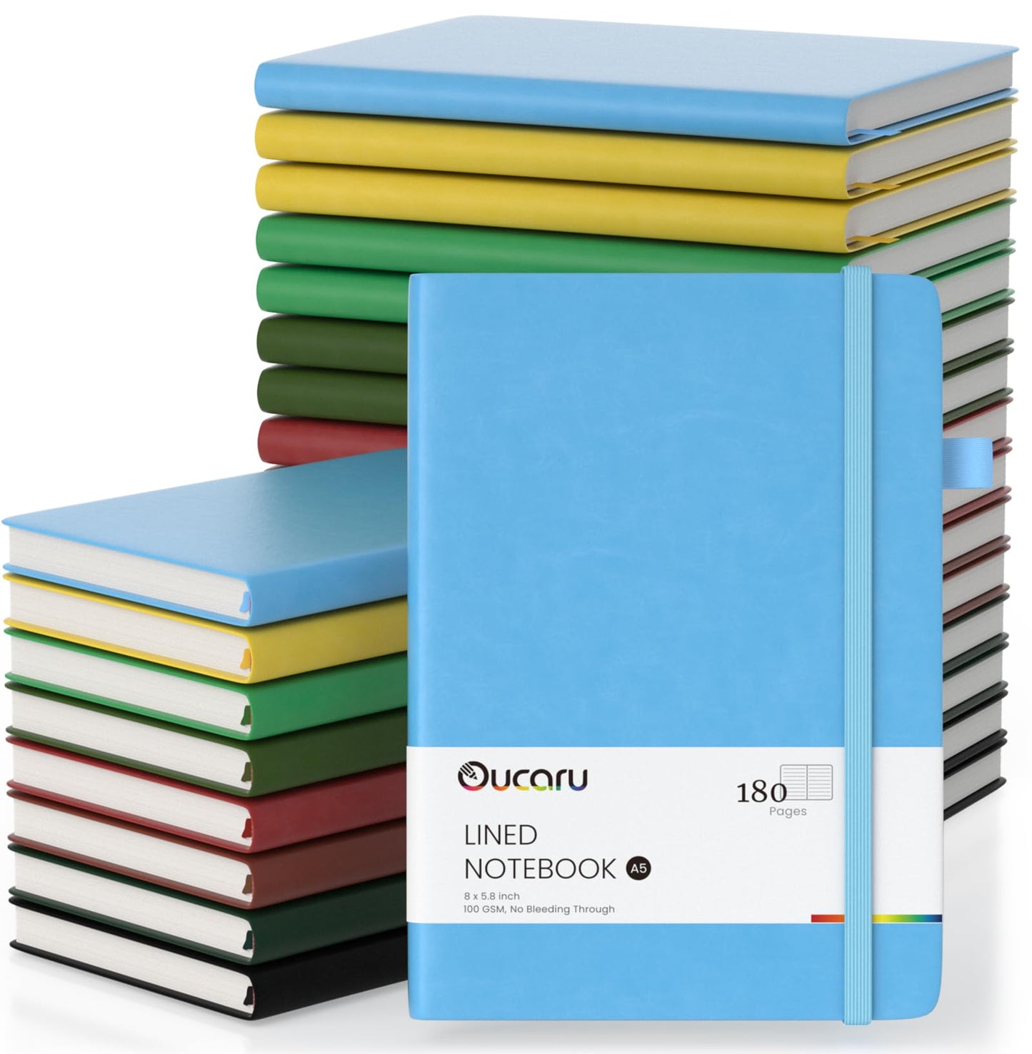 Oucaru Lined Journal Notebook, 24 Pack, 180 Pages, A5 Journals for Writing, 100 GSM Thick Paper, Small Notebooks Daily Journal for Women Men Work, Business, School, Travel Supplies