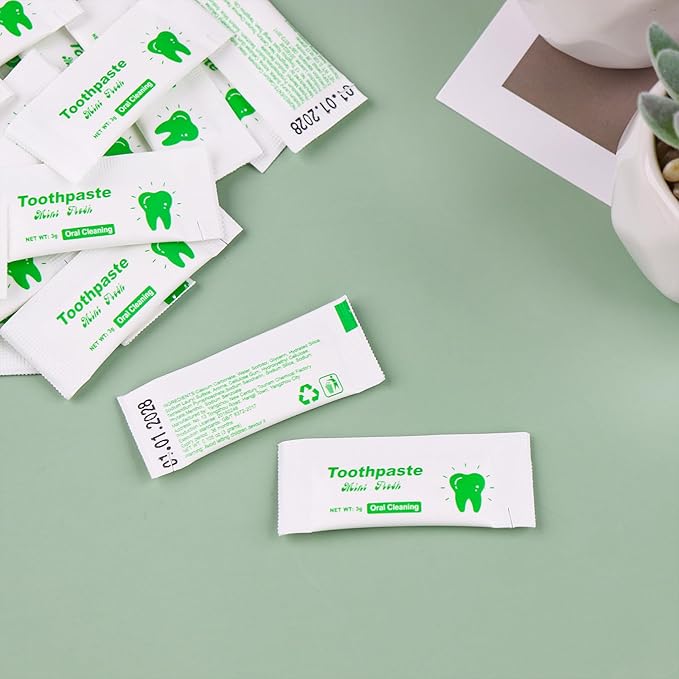 Too Small Bulk Travel Size Toothpaste Pack of 200,0.105 oz Extra Small Toothpaste Travel Size Bulk Mint Mini Disposable Toothpaste for Hotel,Guests,Homeless,Charity(Only Good for Single Use)
